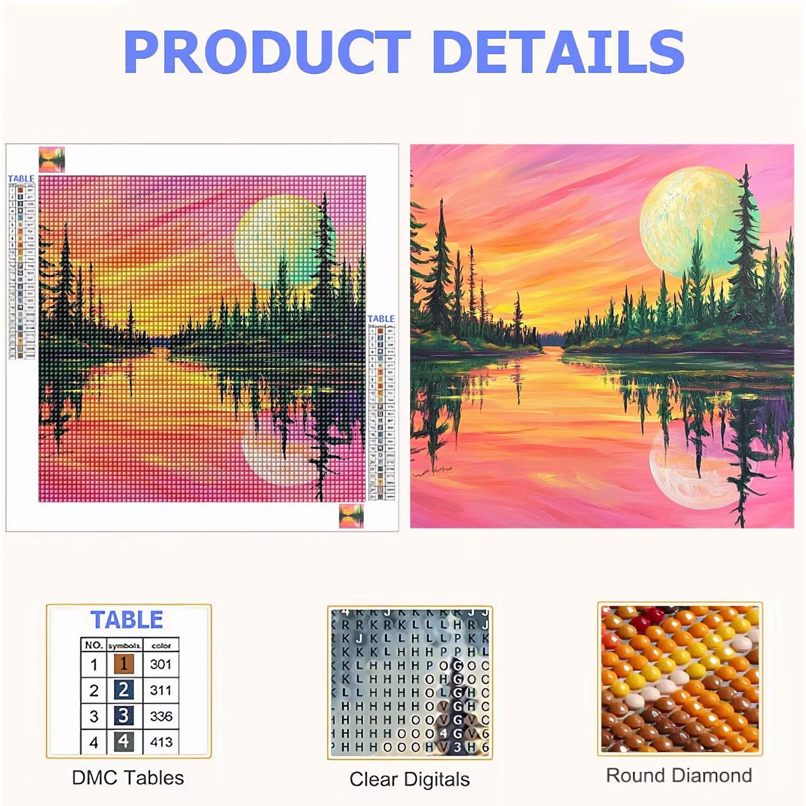 Diamond Painting Adulti, Mare Diamond Painting Kit Completo, 5D Pittura Diamante Bambini Attività Manuale Creativa e Idea Regalo, Diamantini Crystal Art Tela Fai Da Te Kit 100x100cm Luna FX#493