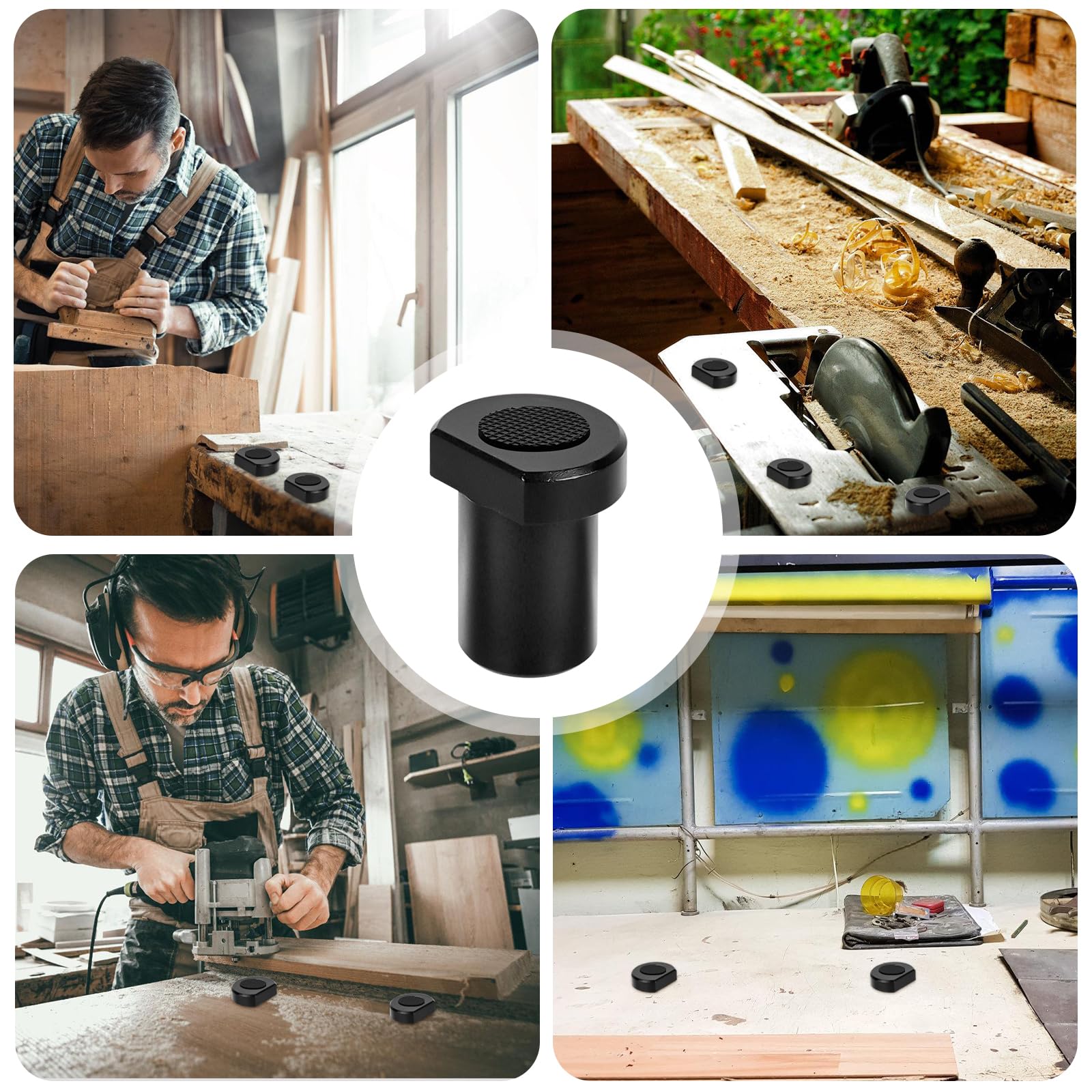 Gancho de banco de aleación de aluminio, 12 piezas banco de perro abrazadera de banco de trabajo posicionamiento mandíbulas accesorio para agujero de perro de 20 mm (negro)