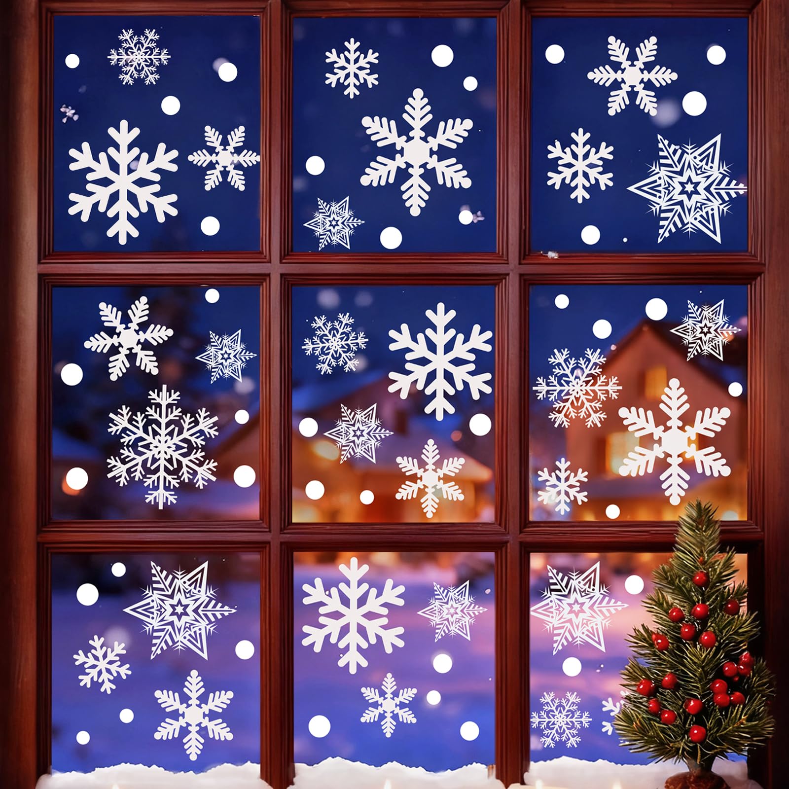 Garma 428pcs White Snowflakes Window Decorations Clings Decal Stickers Ornaments for Christmas Frozen Theme Party New Year Supplies