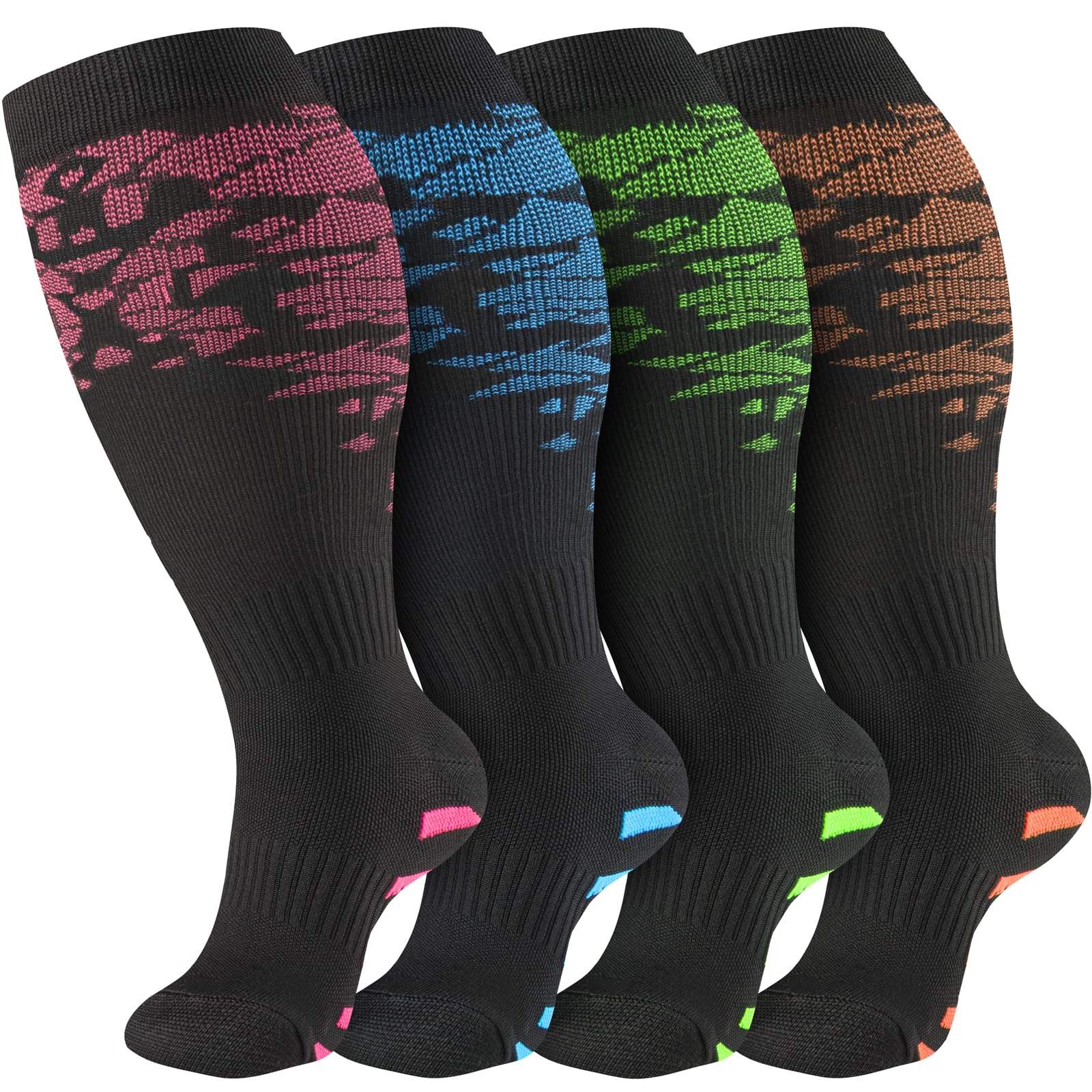 bropite 3/4 Pairs Plus Size Compression Socks for Women &amp; Men 20-30 mmhg-Extra Wide Calf Support Socks for Medical,Running