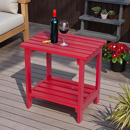 Miniatura 2 de Shine Company Providence - Mesa auxiliar rectangular de madera maciza, mesa de patio Adirondack para exteriores, color rojo chile