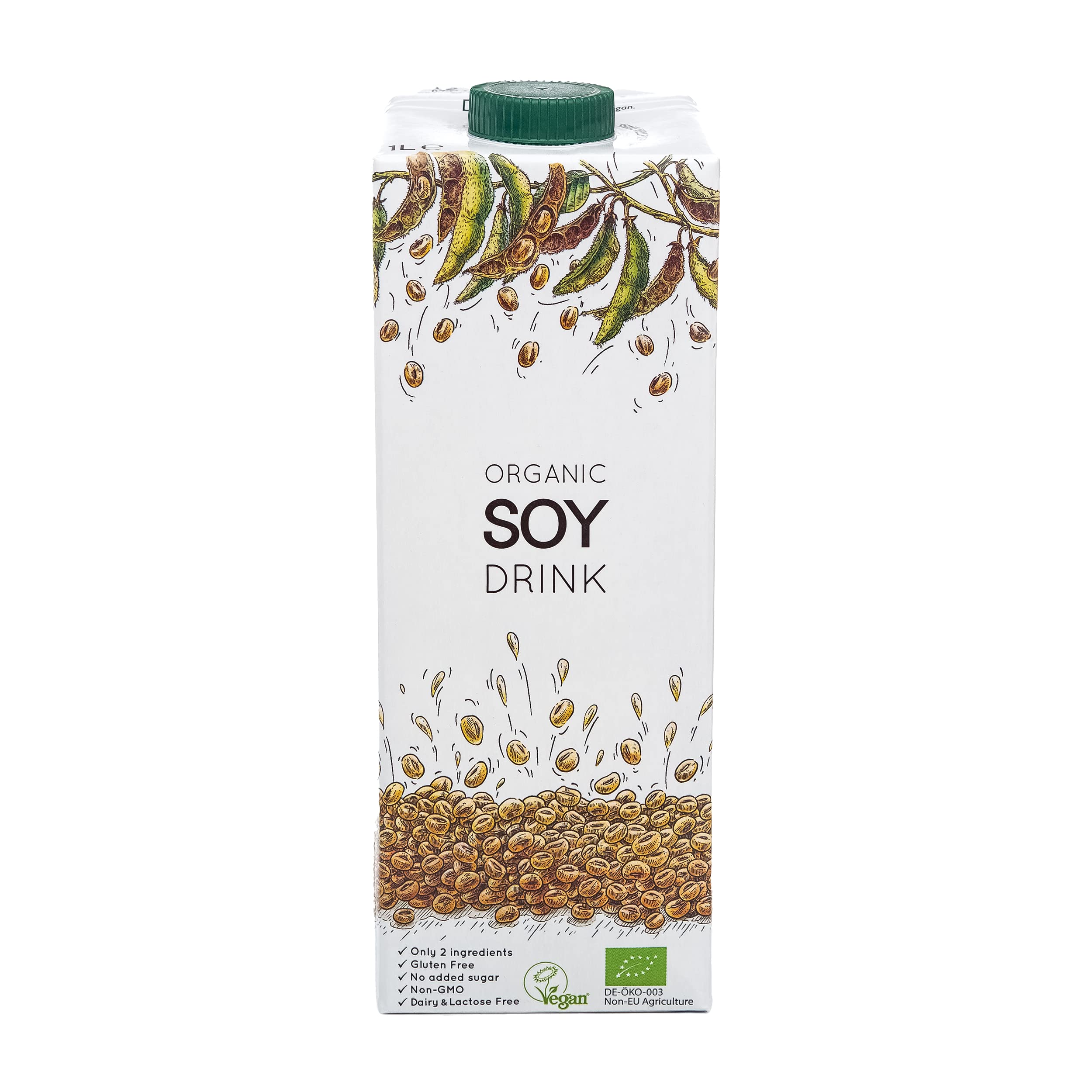 VEGGO 100% Organic soya milk, Dairy-free & Unsweetened, Vegan, 8 x 1l