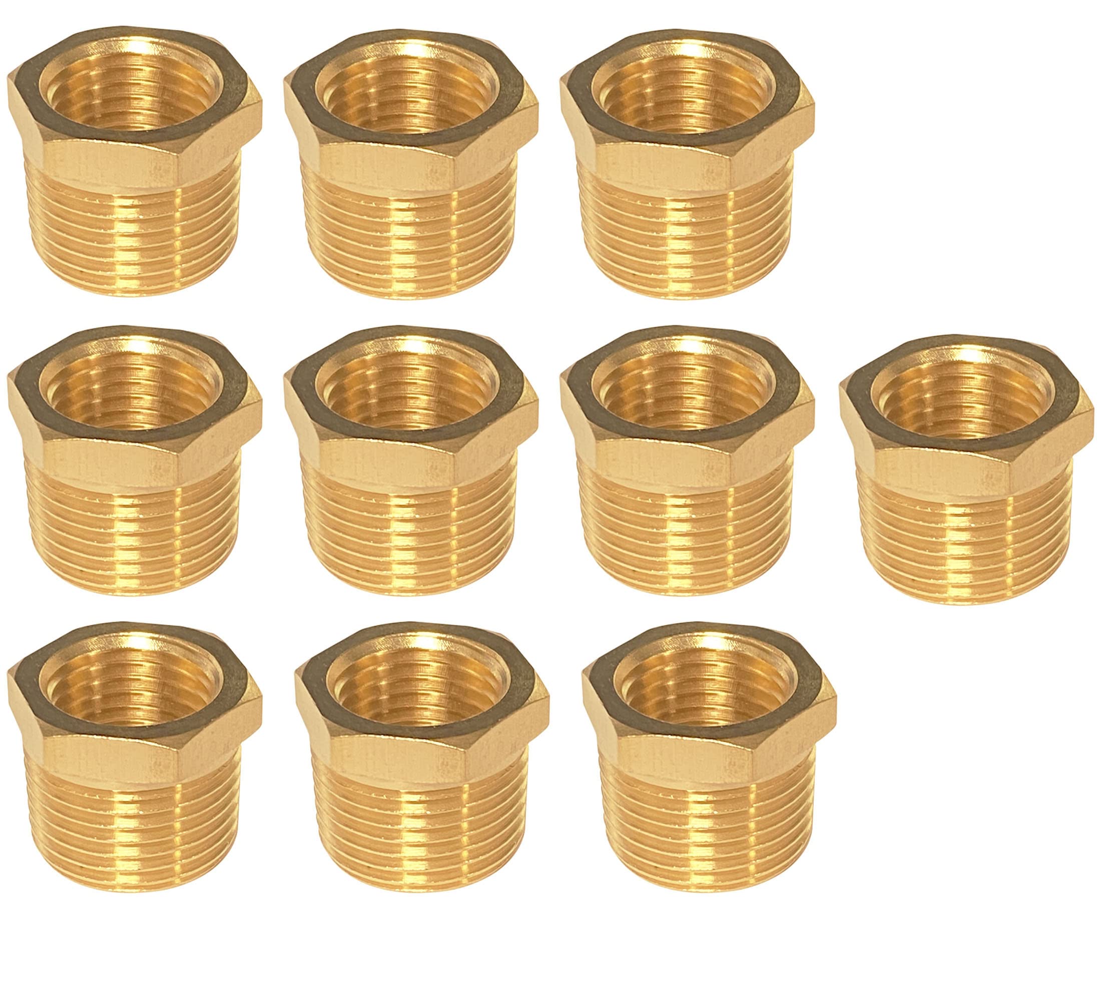 MSAEIQUN Brass Reducer Hex Bushing Threaded Pipe Fitting 3 8 Npt Male X 1 4 Npt Female Bushing 3 8 To 1 4 Adapter Pack Of 10 - View #4