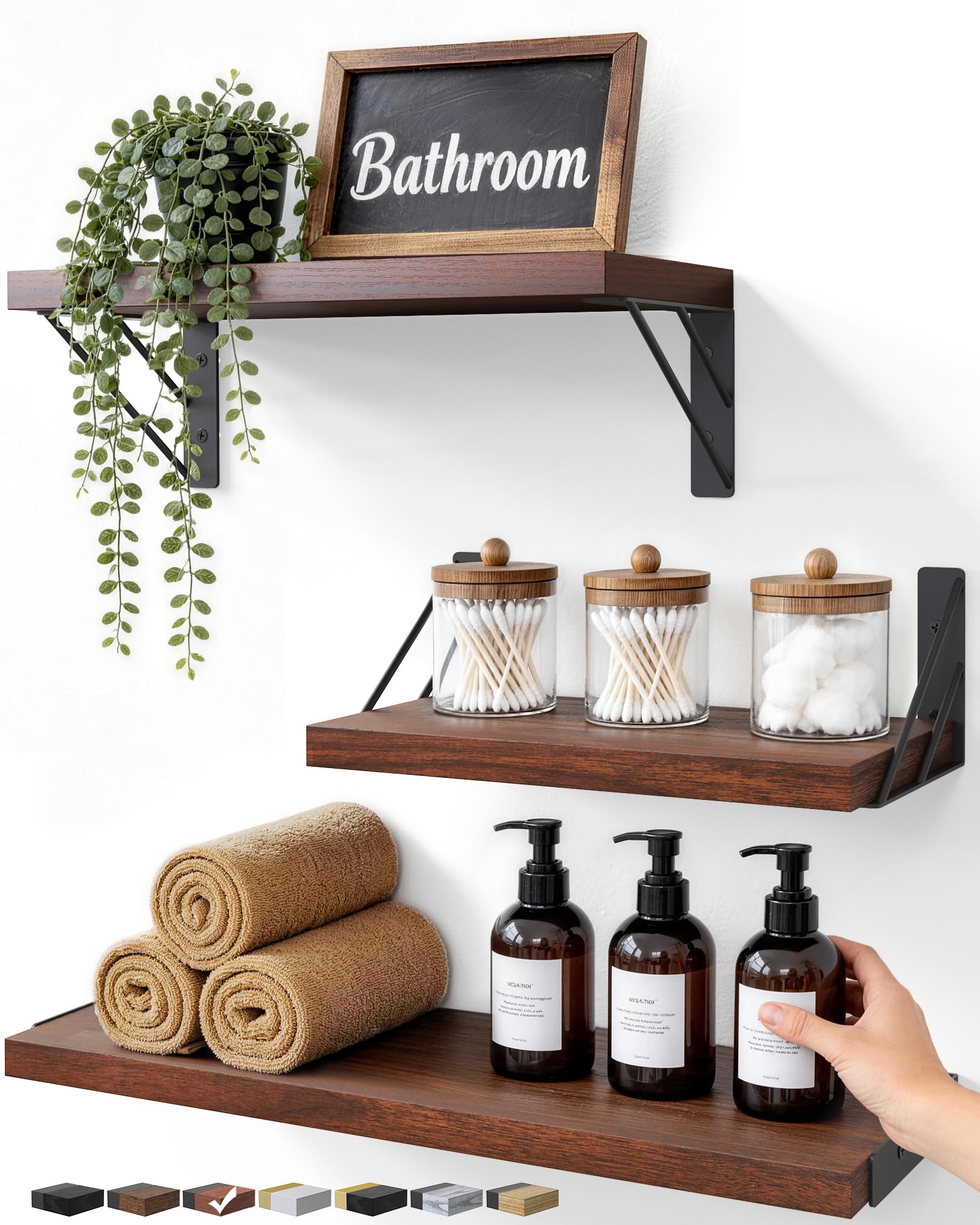 Floating Wall Shelves - Set of 4 Black -25