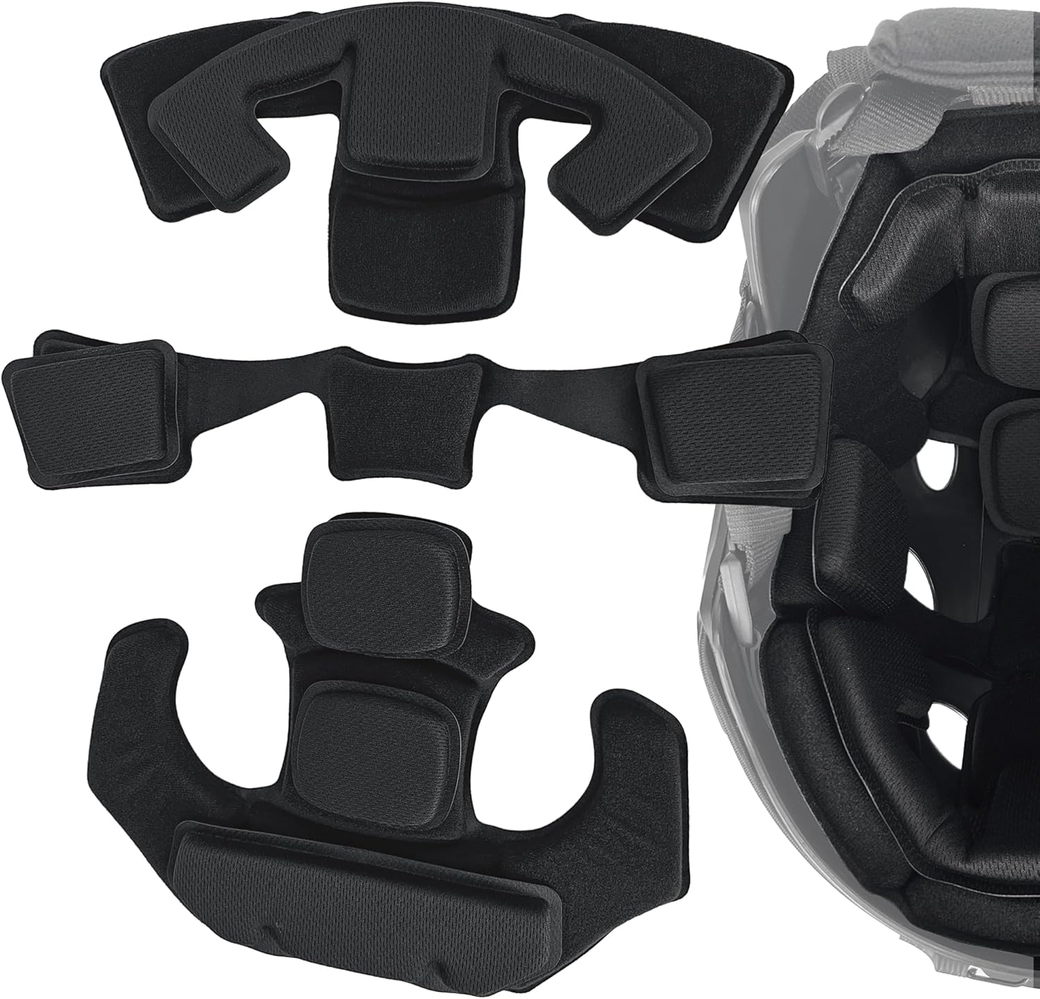 Universal Tactical Airsoft Outdoor Combat Internal Replacement Memory Foam Pad Padding Inserts Protective Mat Kits Set Accessories Compatible for Fast/Mich/ACH/USMC/PASGT/EX Helmet Black