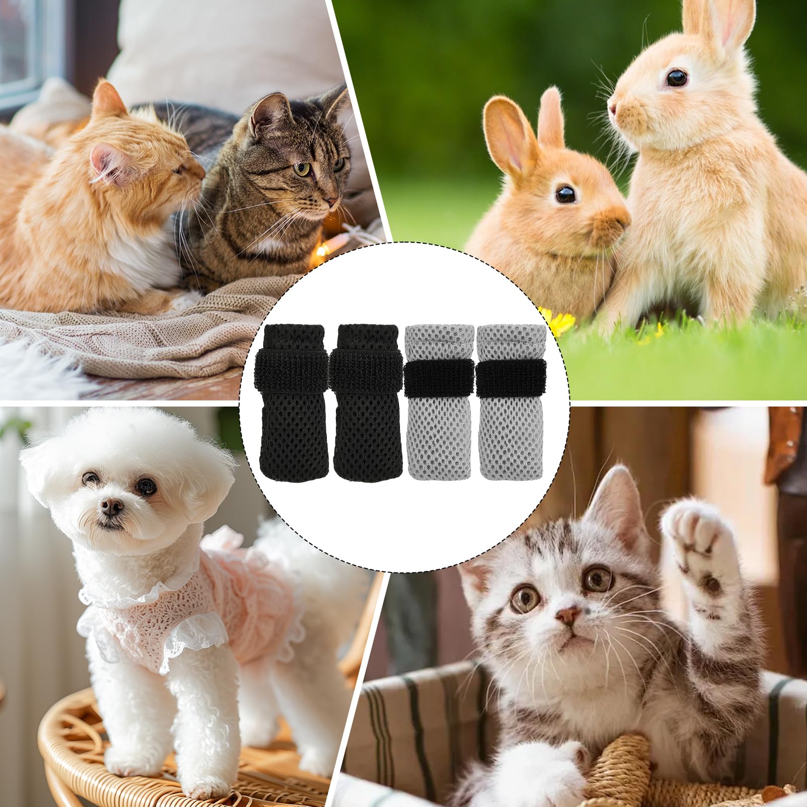 8 Stück Katzenkrallenabdeckungen, Schuhe für Katzen, Fäustlinge gegen Kratzen, Socken, verstellbar, atmungsaktiv, Netzstoff, für Welpen, Innenbereich, Pfoten, Kätzchen, Stiefel, geeignet zum Baden und
