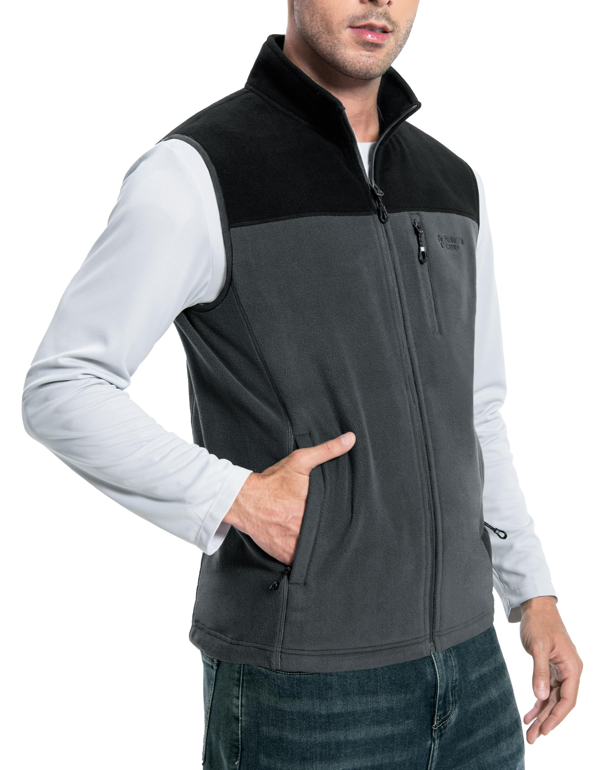 pioneer camp Men's Full-Zip Polar Fleece Vest Casual Lightweight Sleeveless Outerwear with 5 Pockets Soft Warm Winter Jacket-picture-25