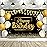 Tatuo Happy Birthday Decorations Backdrop Banner, Glitter Birthday Backdrop Sign Poster Party Supplies Photo Background for Men Women, 72.8 x 43.3 Inch(Black and Gold)