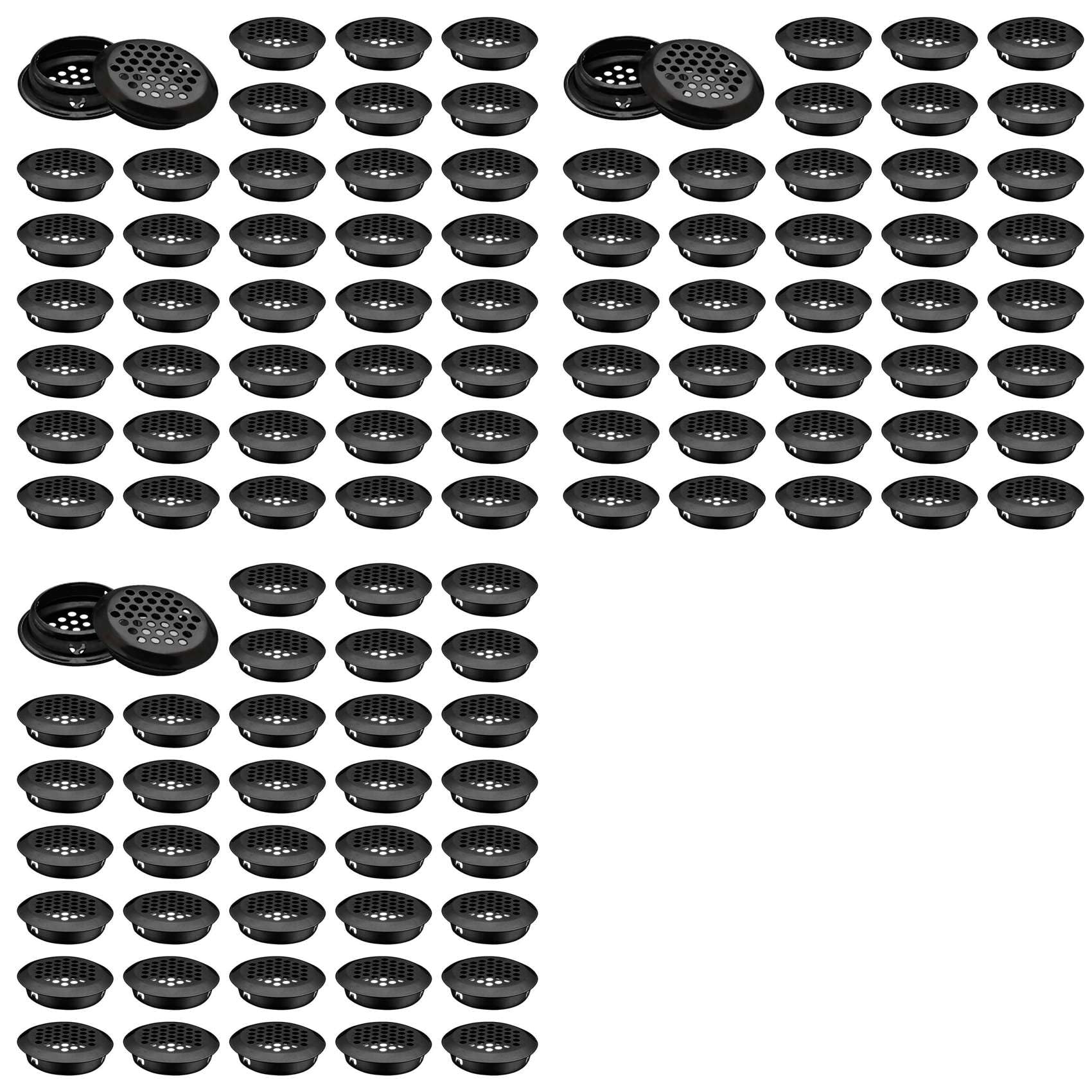 Jnchdghwa Black Air Vent Louver, 150Pcs 35Mm Stainless Steel Round Mesh Hole Circular Soffit Vent For Wardrobe Drawer Bookcase Kitchen