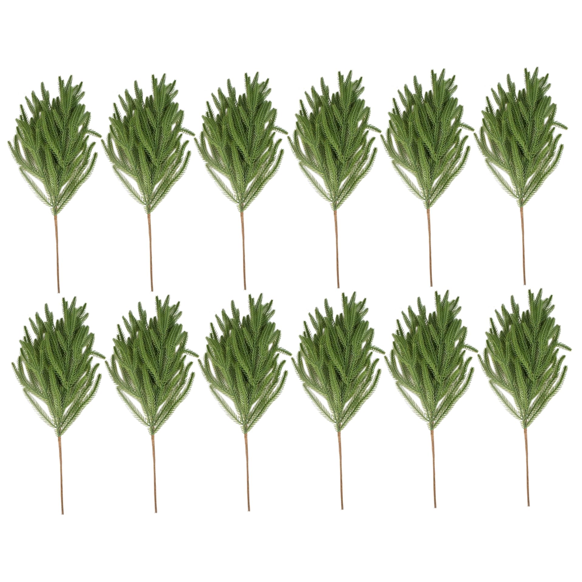 CAKEEYUM 12PCS Norfolk Pine Stems, 20 inch Plastic Artificial Pine Branches, Realistic Norfolk Christmas Stems for Xmas Indoor Outdoor Home Decor Artificial Branches Norfo