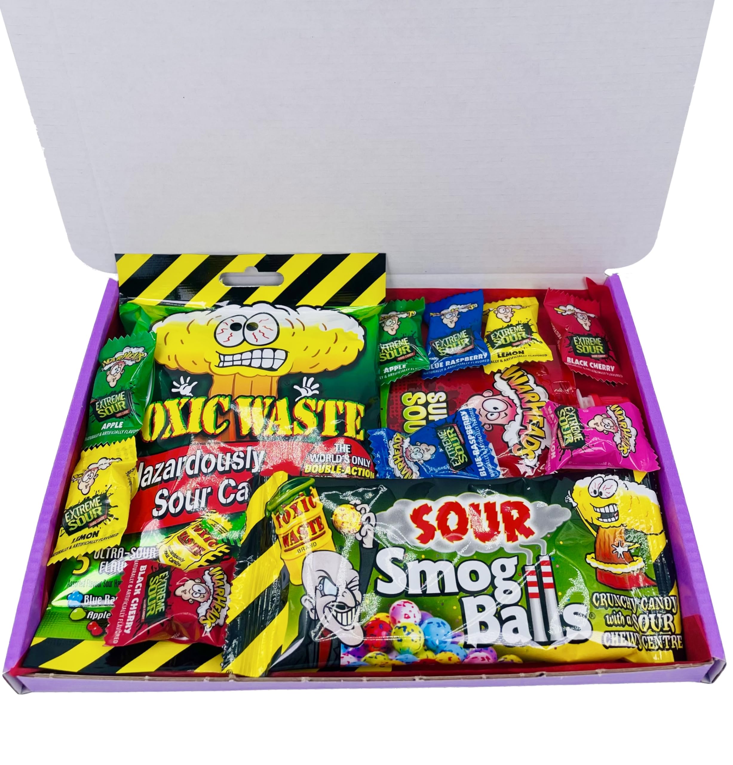 American Warheads Sour Sweets Gift Box Hamper Toxic Waste Hard Candy Extreme Sour Challenge