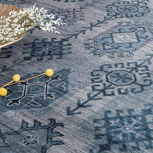 Miniatura 7 de DECOMALL BAOLA - Alfombra de pasillo de cocina, alfombra larga tradicional para pasillo, entrada, color azul, 2 pies 6 x 9 pies