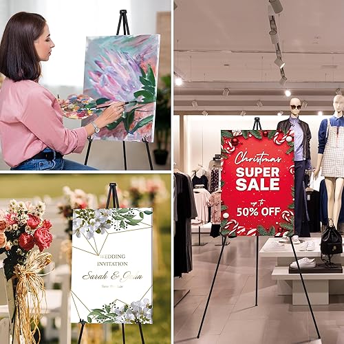 Miniatura 4 de ARTASY Soporte de caballete de 63 pulgadas para letreros de boda, carteles, caballete de artista portátil para pintar lienzo, trípode para el hogar