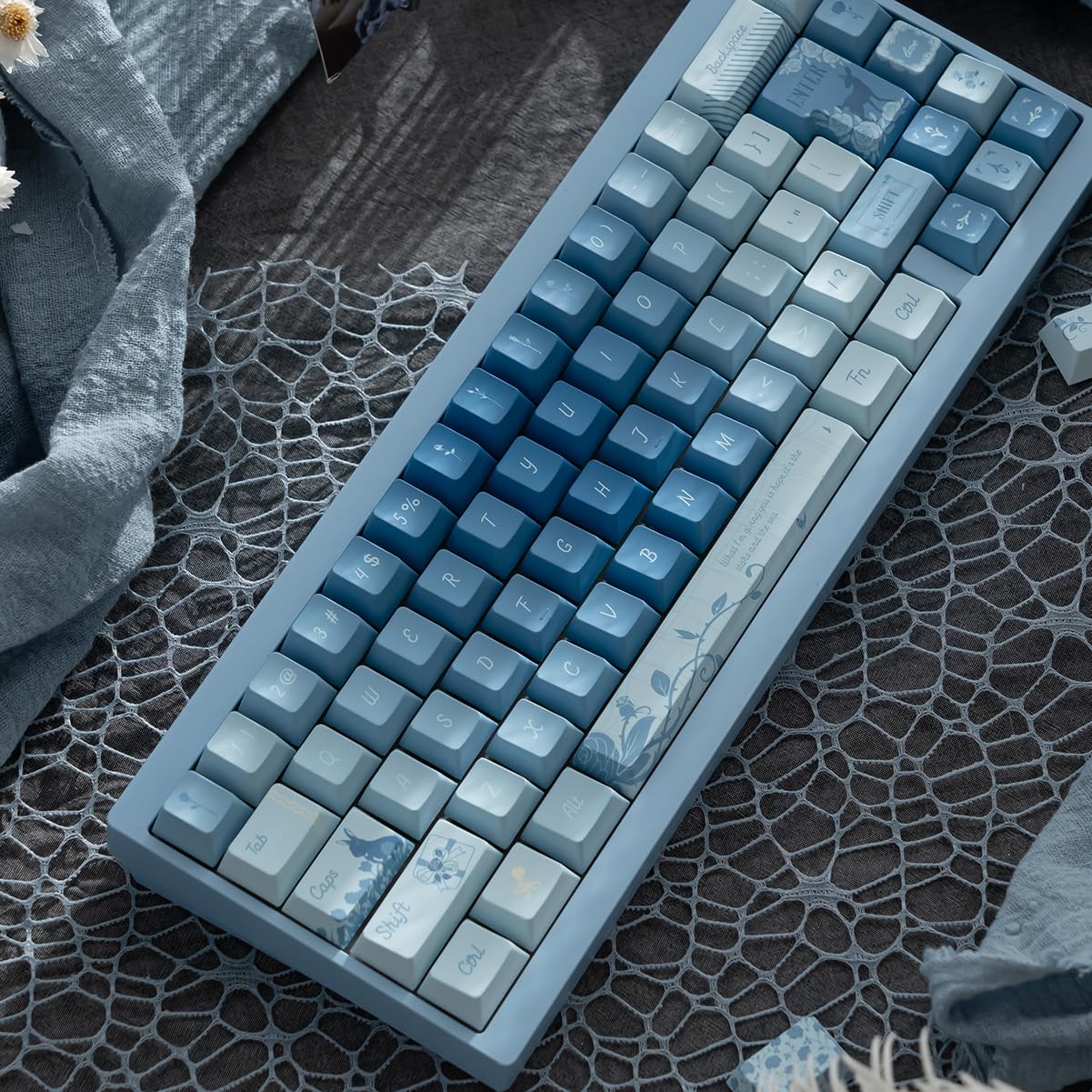 Amazon.co.jp: 152 キー Blue Rose Keycaps PBT Dye Sub
