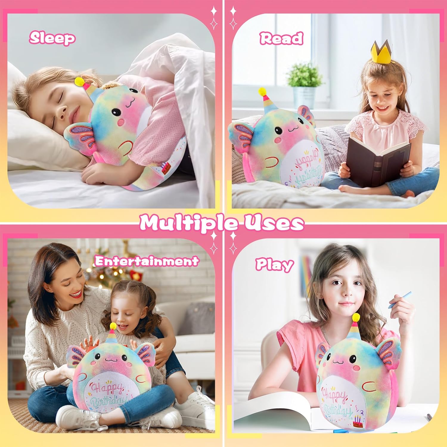 Stuffed Animal Axolotl Plush Toys 12 Inch Soft Unicorn Plushies Pillow Cute Rainbow Plushies Room Decoration Birthday Gifts for Kids Toddlers Girls and Boys (Axolotl)