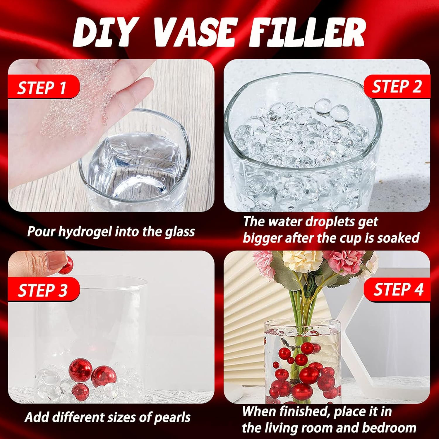 Purple White Vase Filler | 150PCS Pearls Bead for Centerpieces Vases | 8/14/20 mm No Hole Beads, Fake Pearls for Wedding Birthday Theme Party Table Centerpieces Decor - Image 3