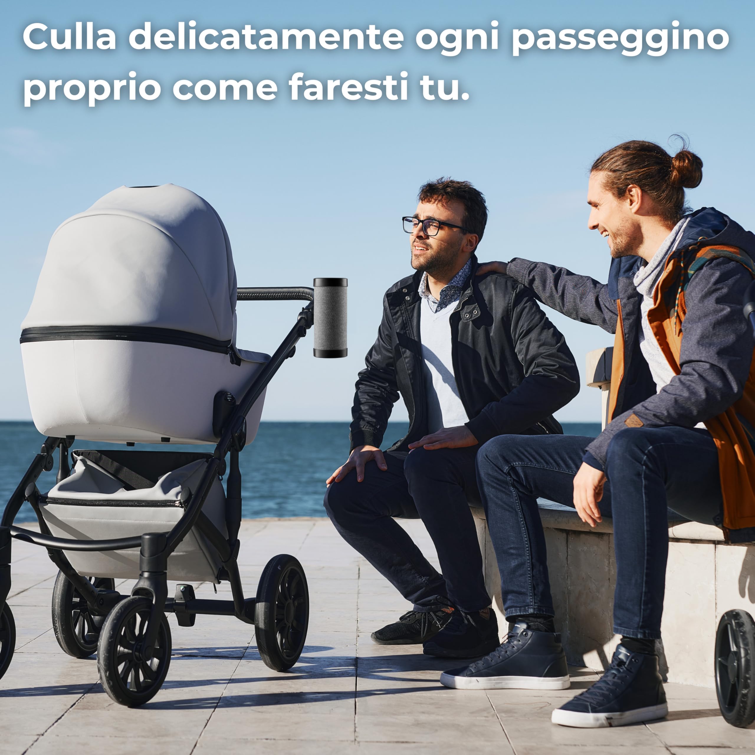 Il tuo bambino dorme più velocemente – Dondolatore Passeggino Automatico per Neonati, Movimento Naturale, 30 Ore Batteria, USB-C, Luce LED Sicurezza, Universale – RockingRide PRO (Nero)