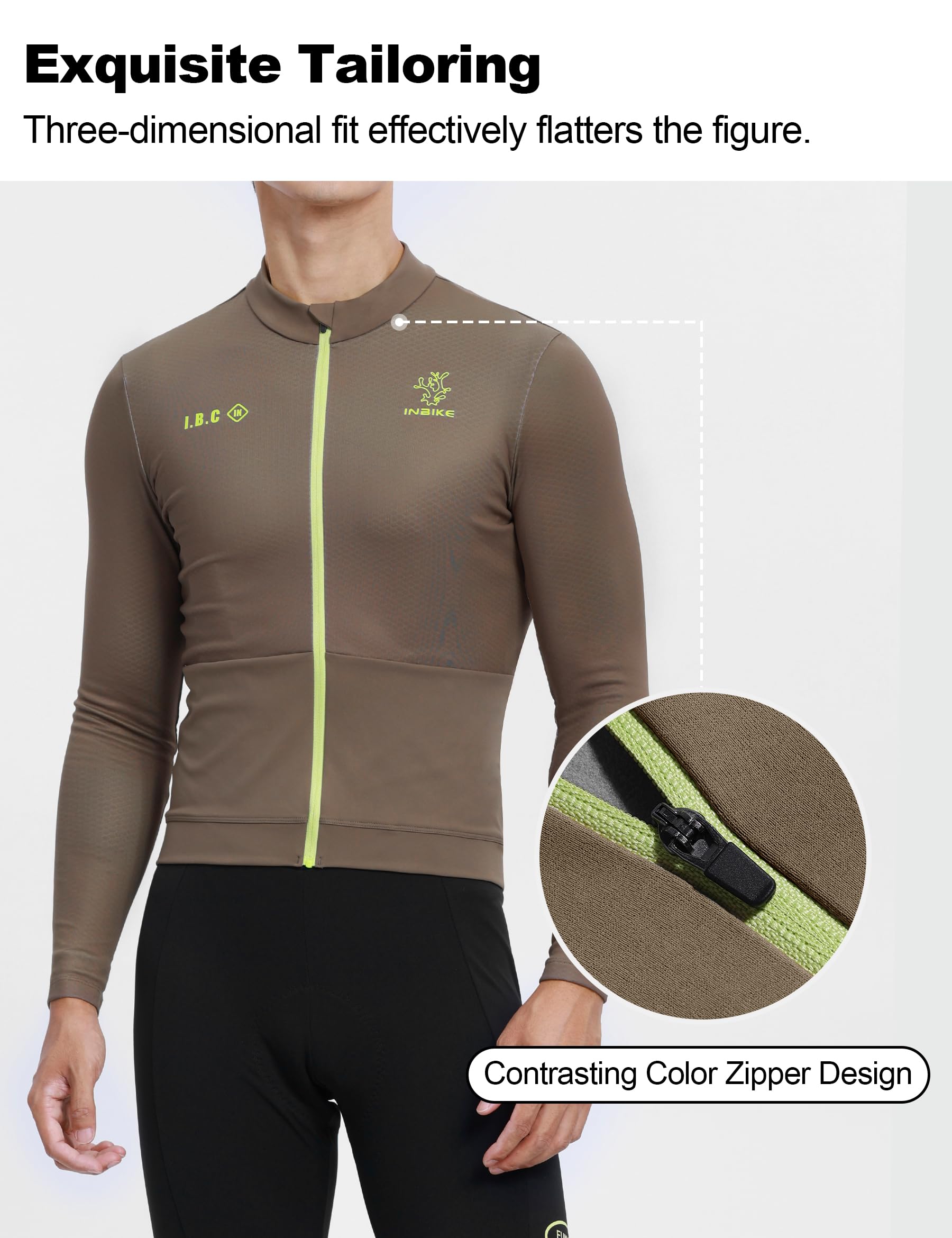 INBIKE Męska koszulka kolarska z długim rękawem kolorowy blok projekt zimowy polar slim fit odblaskowe szczegóły tylne kieszenie koszula rower szosowy RD736