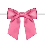 Rainbow Pana 120 Pack Twist Tie Bows for Treat Bags 3 Hot Pink Satin Ribbon Bows for Package Craft Gift Wrapping Decoration