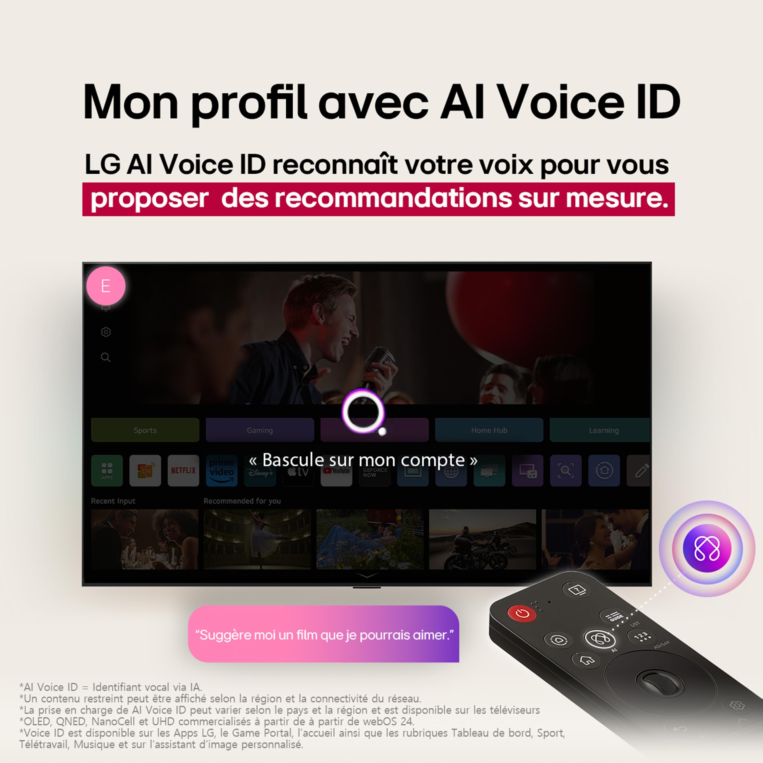 LG TV QNED Evo AI 2025 | 65QNED93A | 65'' (164 cm) | MiniLED 144Hz| Processeur α8 AI 4K Gen2 |Dolby Vision & Atmos | Alexa
