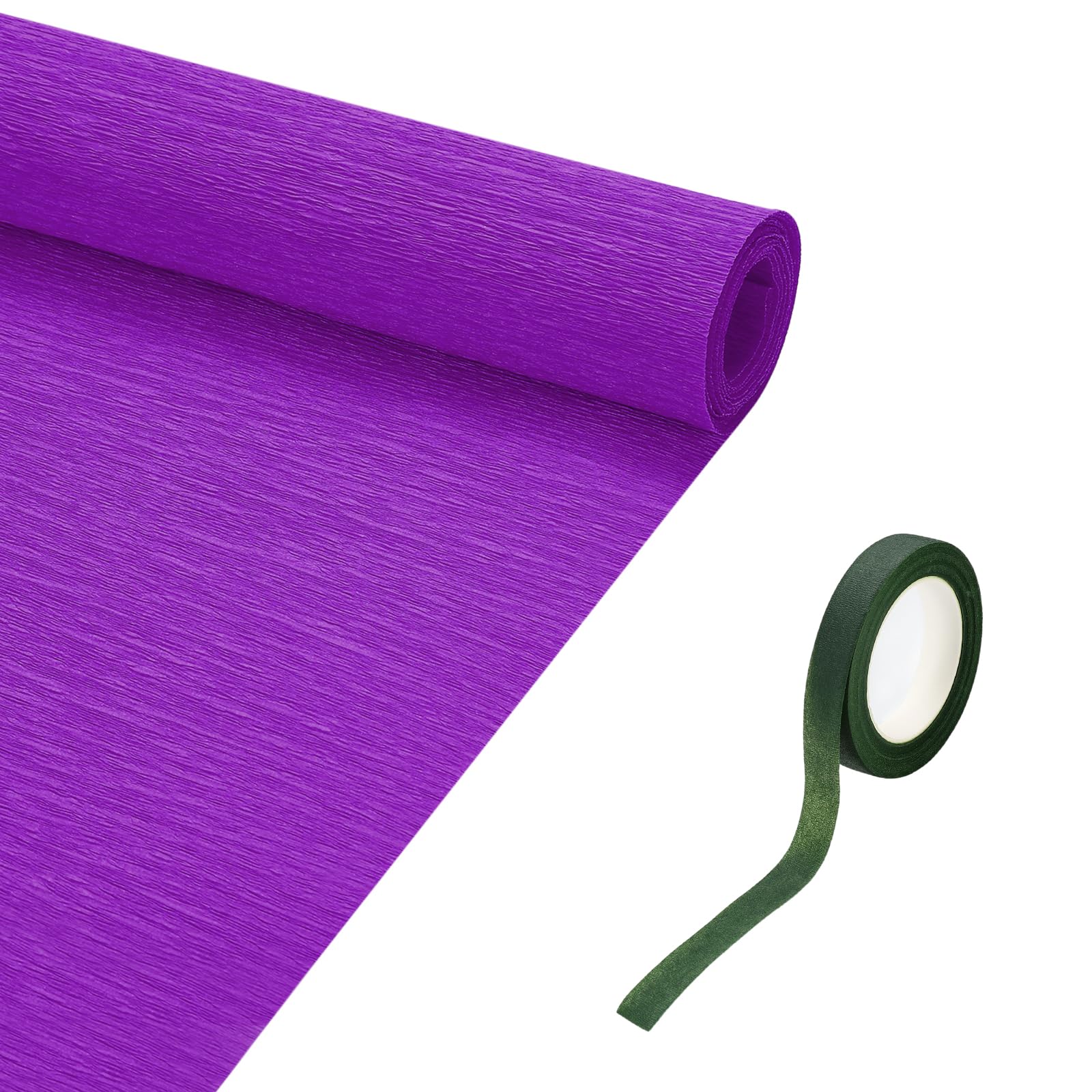 sourcing map 19.7" Wide 8.2Ft Long Crepe Paper Roll, Thickened Crepe Paper Sheets with Adhesive Tape for Flower Making DIY Gift Wrapping Wedding Ceremony Decoration (Dark Purple)