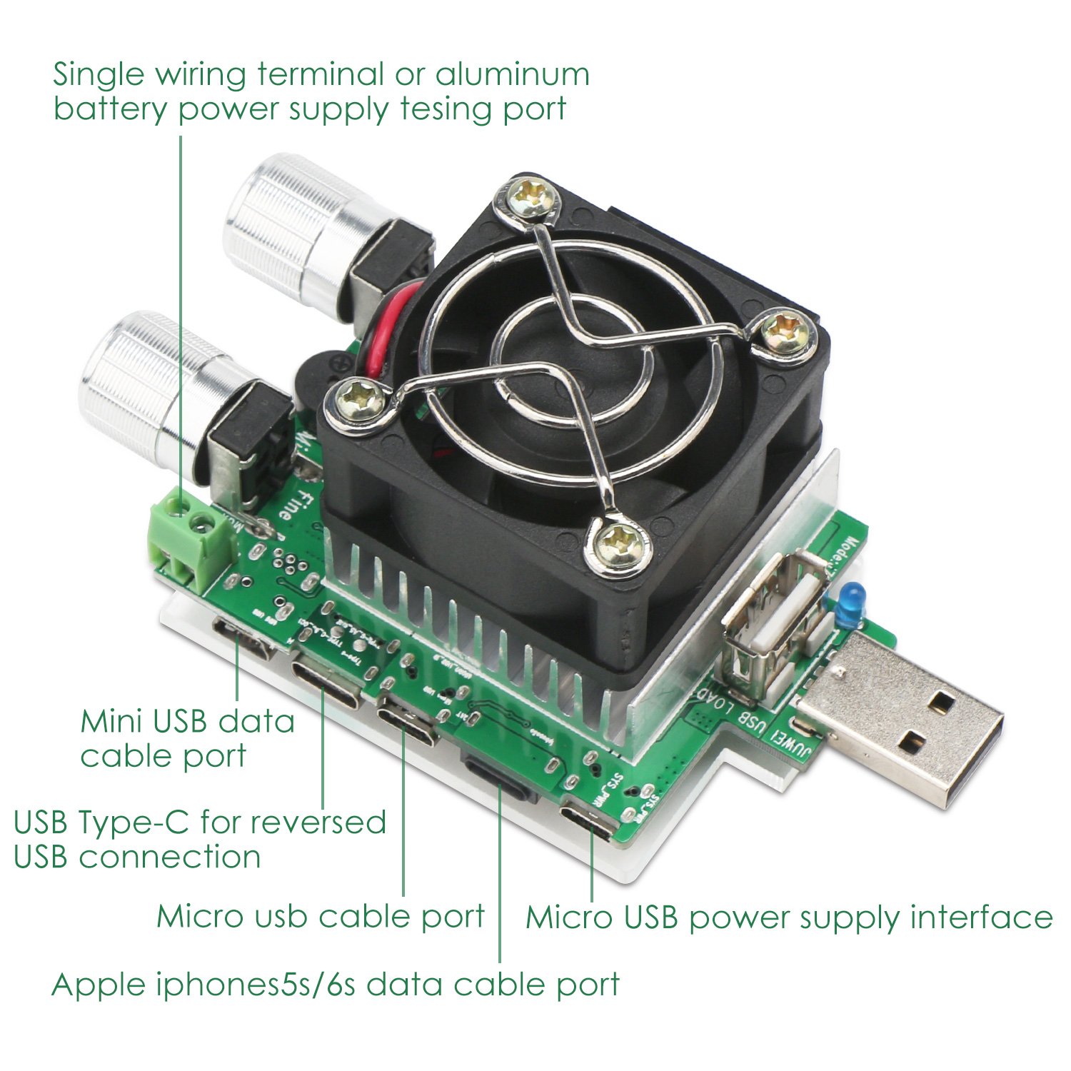 USB Load Tester, DROK DC 321V Load Battery Tester, 35W 3A Portable USB