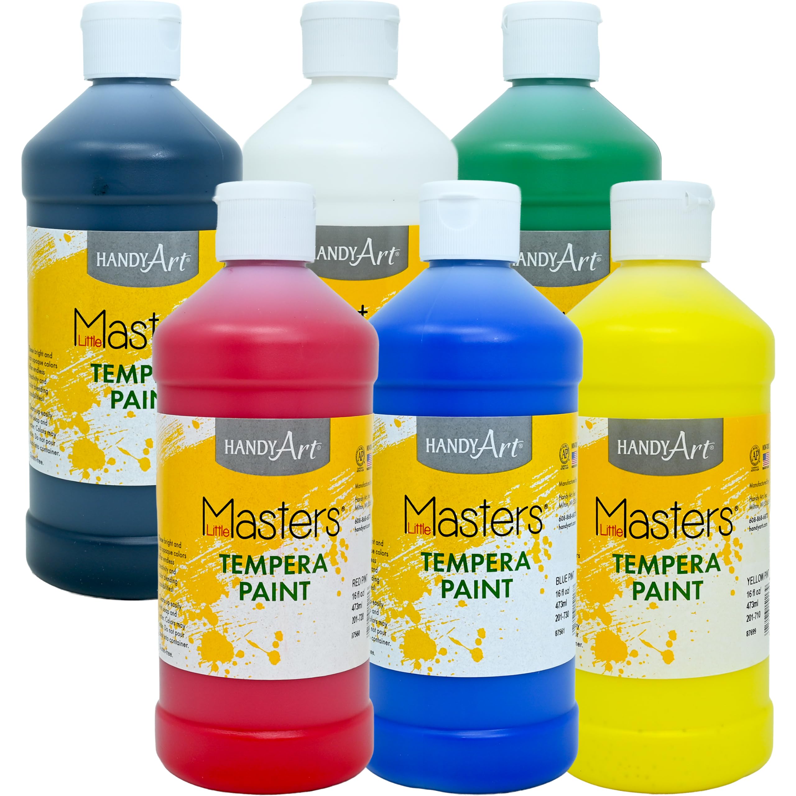 Handy Art Little Masters Tempera Paints Set, 16 oz, 1 Pound (Pack of 6)
