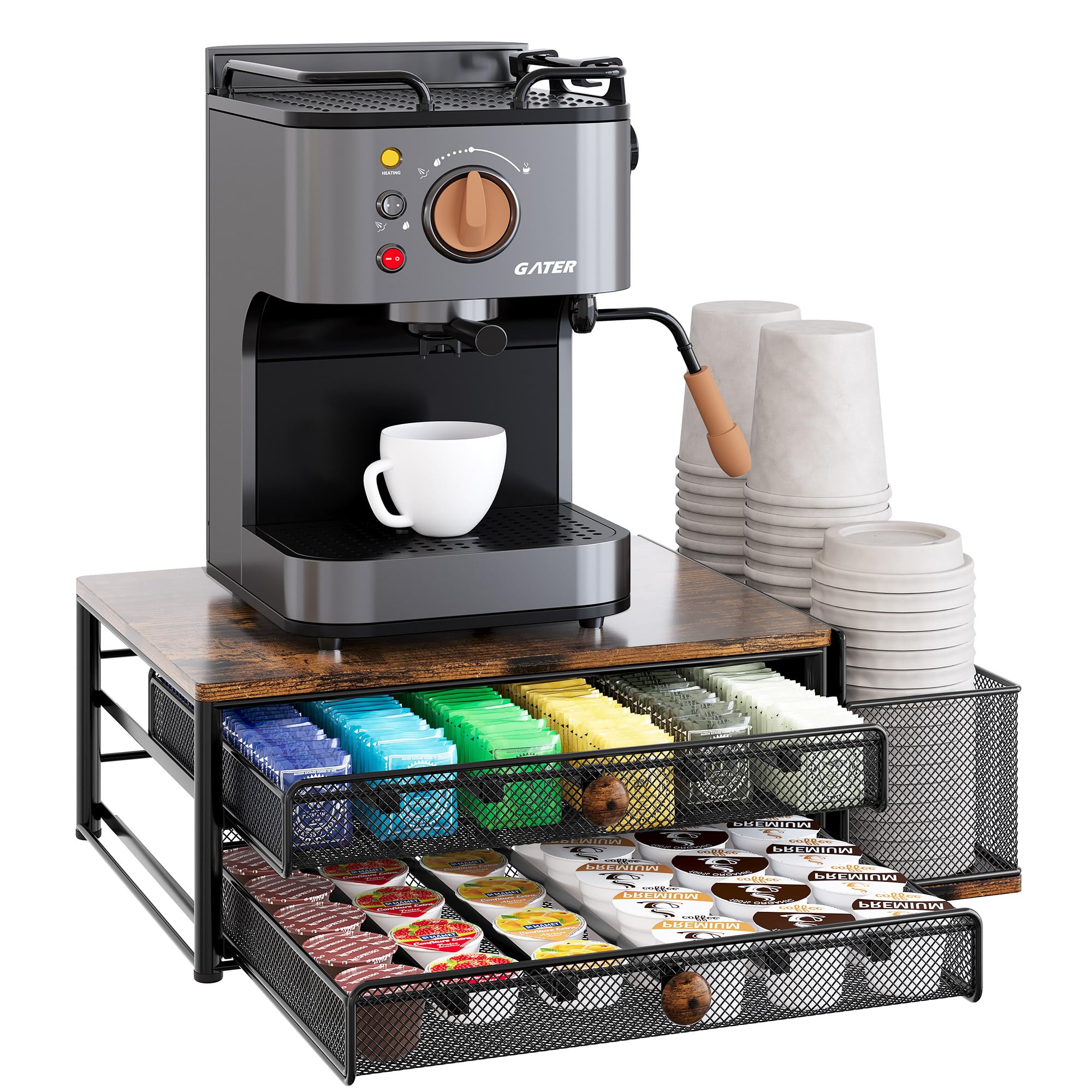 TQVAI Cajón para Almacenaje Cápsulas para 60 Cápsulas, 2 Niveles Cafetera Capsulas Organizador, Capsulas Cafe Compatibles Dolce Gusto Cajones, Negro