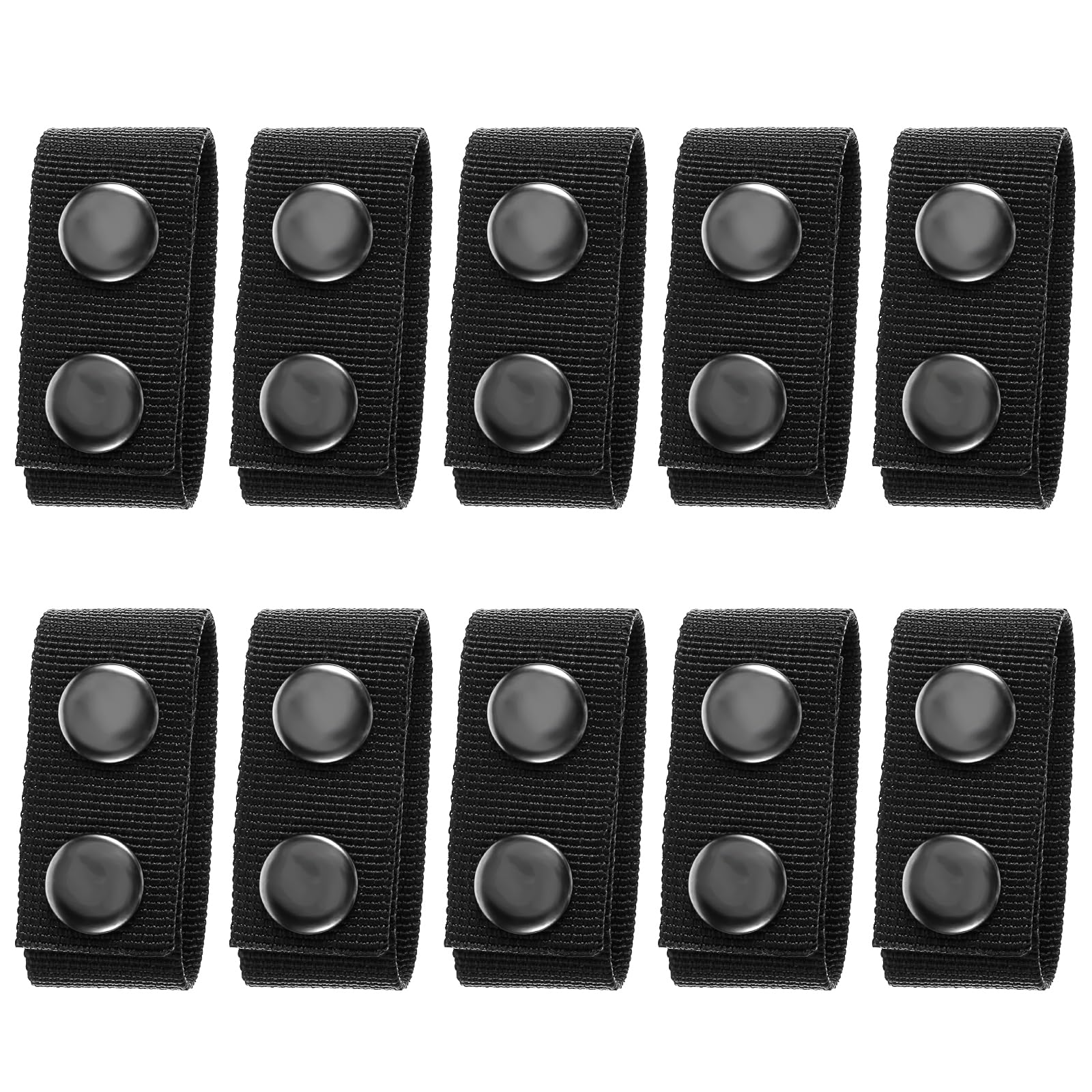 10 Piezas Cinturón de Nailon Resistente con Cierres a Presión Dobles Trabillas Negras para Coser para Deportes Al Aire Libre Fijación de Cinturón Cinturón de Seguridad Táctico Cinturón de Policía
