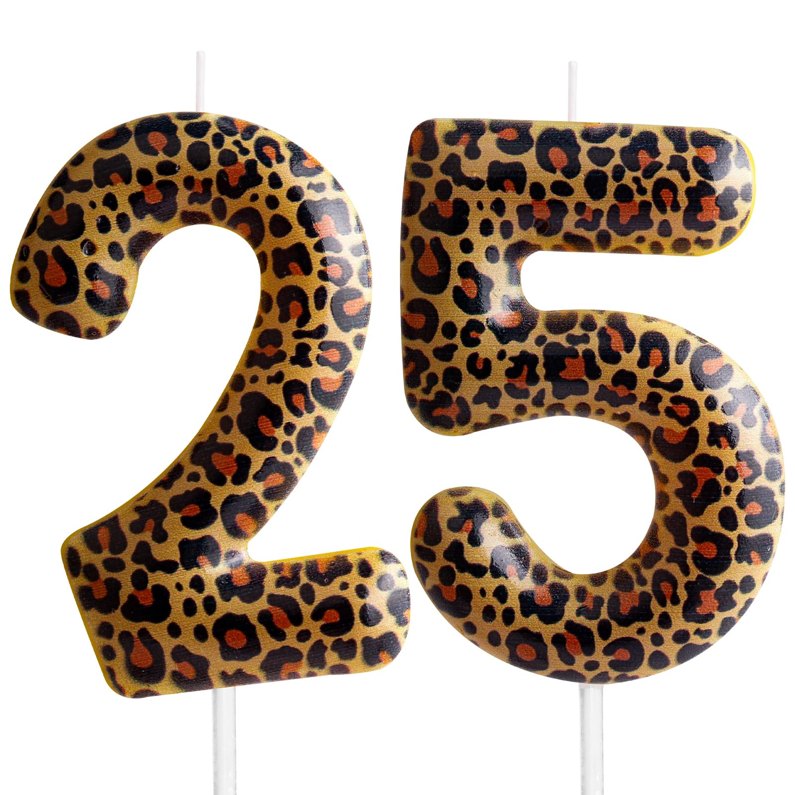 Yiran Leopard Print Birthday Candles Number 21, Realistic Leopard Printing Birthday Number Candles, Wild Onez Zoo Animals Themed Candle Cake for Boys and Girls Gifts Anniversary Party Supplies — view 24