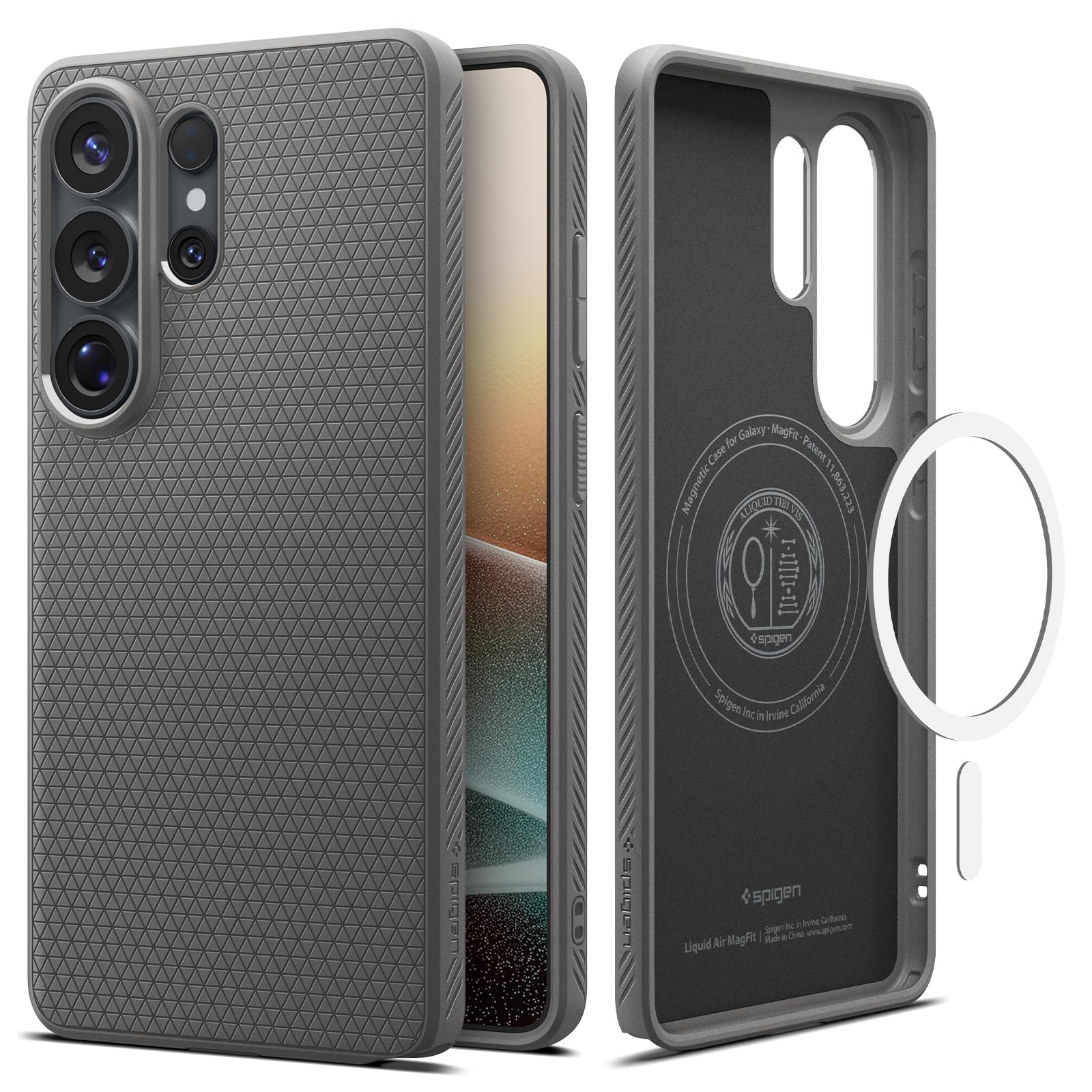 Spigen Liquid Air MagFit für Samsung Galaxy S26 Ultra Hülle [rutschfest] Slim TPU mit Truss-Design, Militärgeprüfter Schutz Case Handyhülle, Kompatibel mit MagSafe –Marble Gray