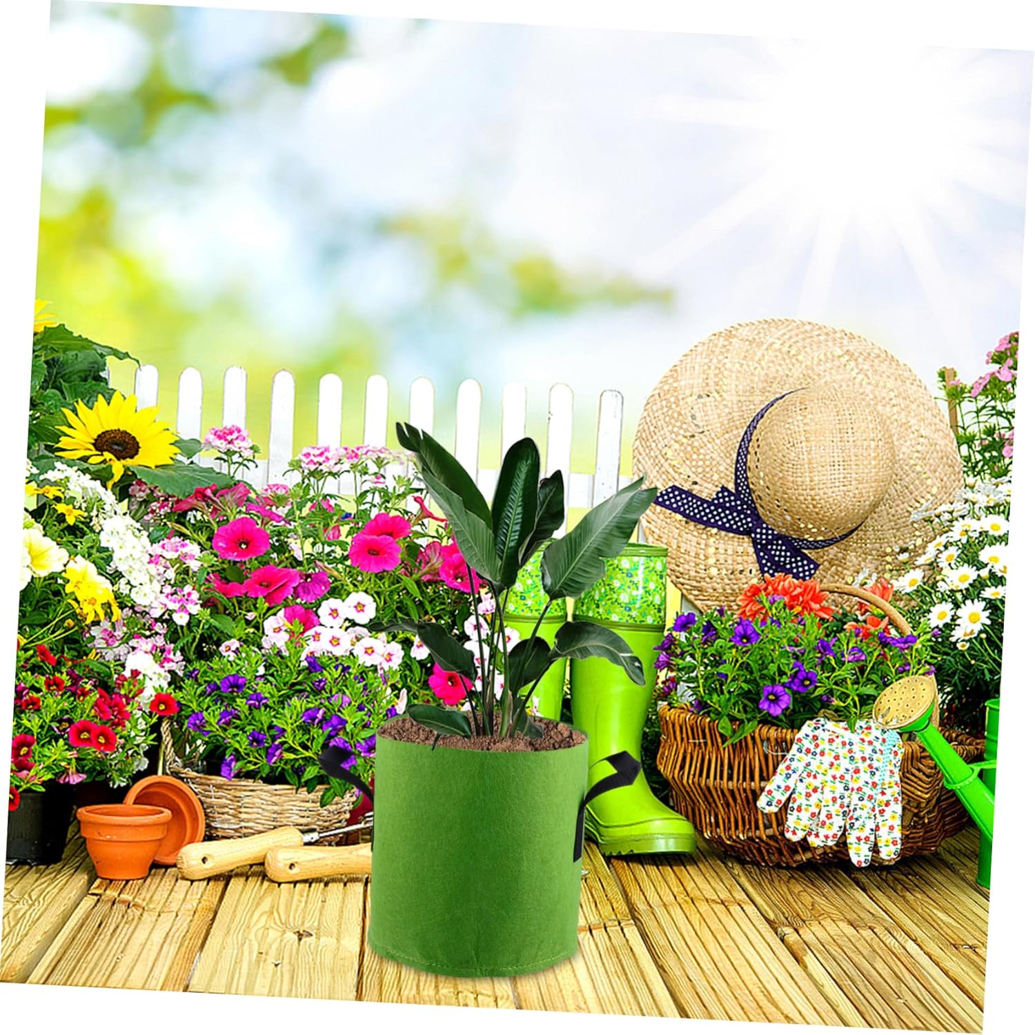 Mipcase 12pcs Nonwoven Plant Grow Bags for Vegetables and Flowers Portable and Lightweight Handles for Indoor and Outdoor Gardening