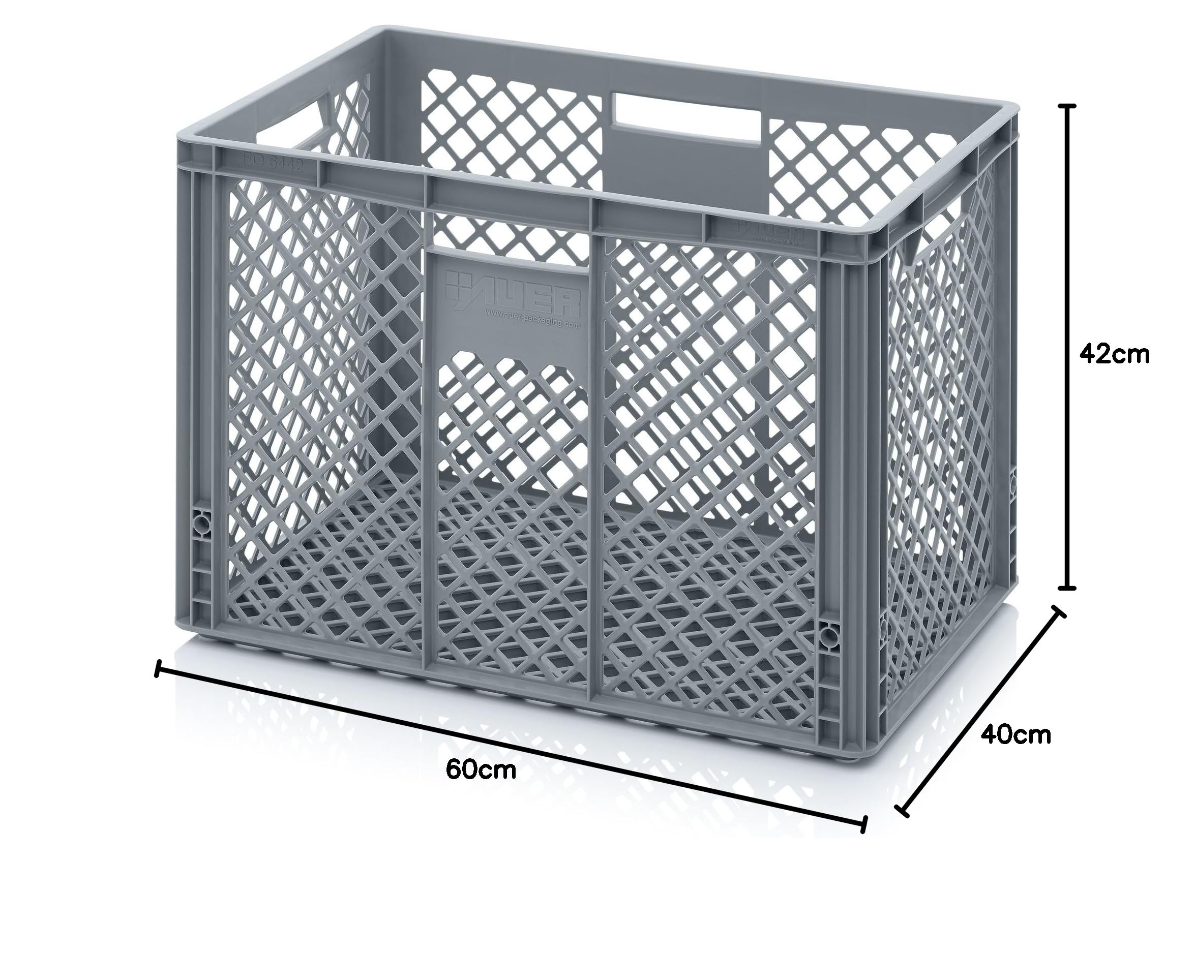 Auer Packaging Eurobehälter 60 x 40 x 42 durchbrochen - Eurobox Kunststoffbox Brotkiste Bäckerkiste Brotkorb 60x40x42 große leichte Lagerkiste Lagerbox Gitterbox