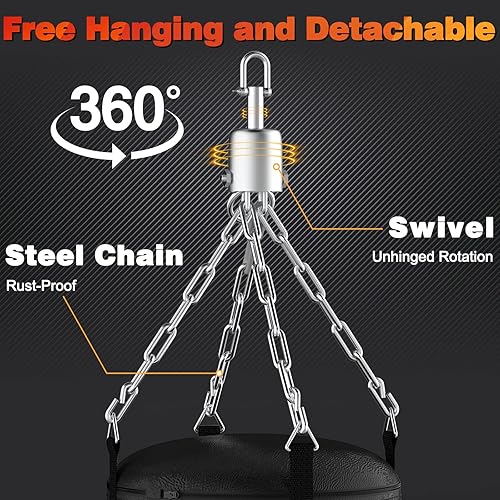 Miniatura 5 de Saco de boxeo de 4 pies para adultosniños, saco de boxeo pesado sin relleno, juego de bolsa de boxeo con guantes de boxeo, envolturas, cadena,