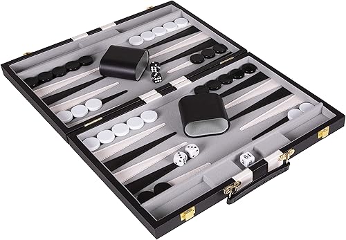 Vista 45 de Backgammon Set - Juego de backgammon clásico azul mediano de 15 pulgadas para adultos, juego de mesa con funda de cuero premium, la mejor guía