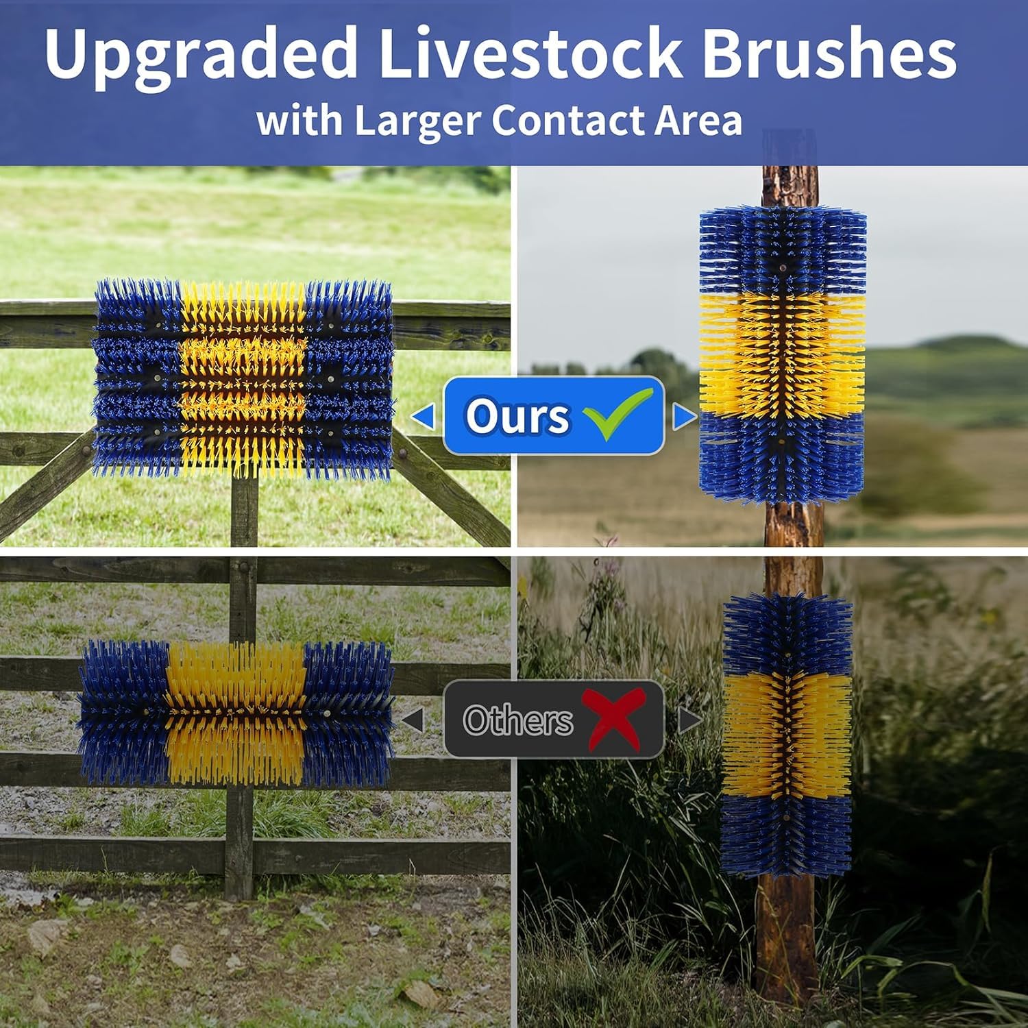 Cepillo rascador universal para caballos con 12 tornillos, cepillo semicircular para animales de granja, cepillo de masaje para ovejas, caballos, vaca y cerdos (17,5 x 11,8 pulgadas, pieza, 2)