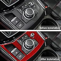 Vista 3 de Cubierta de Panel de Marco de Botón Multimedia de Consola Central de Fibra de Carbono Compatible con Mazda CX-5 2017 2018 2019 2020 2021 2022