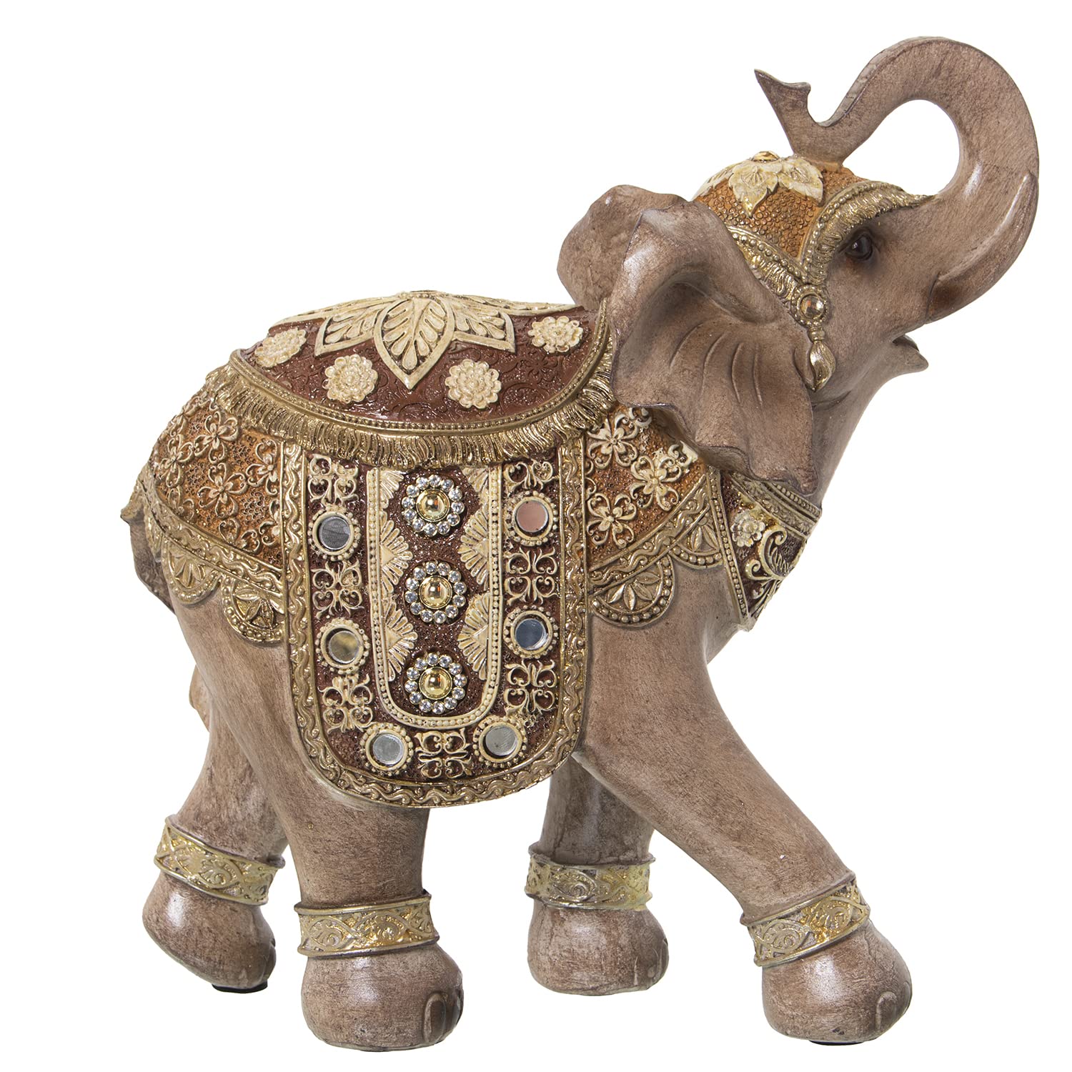 DRW Figurine d'un éléphant en résine Grise et dorée 24 x 11 x 25 cm