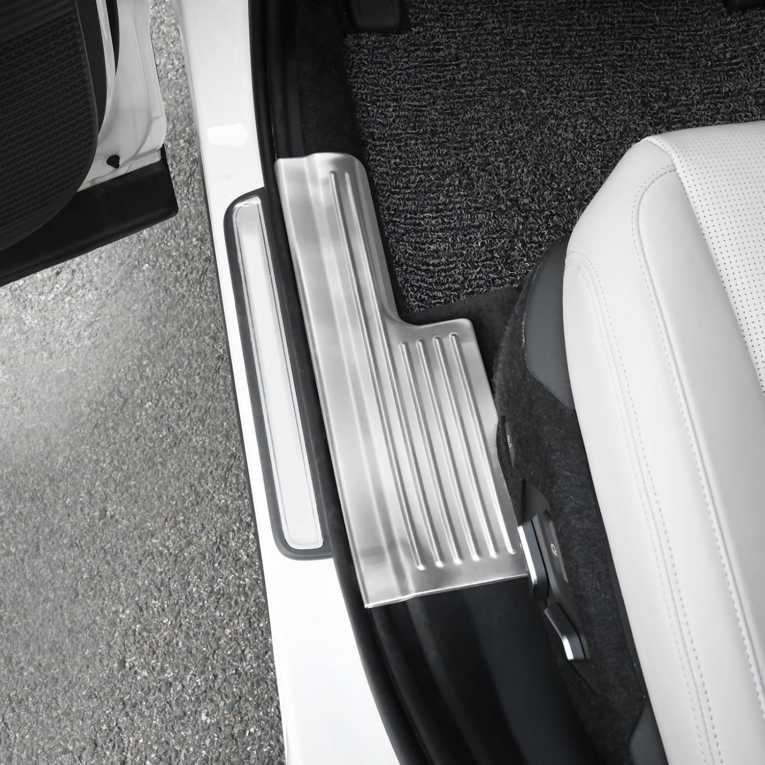 Stainless Inside Door Sill Plate Protector Cover,Inside Door Sill Scuff Plate Guard Cover Trims Compatible with Hyundai Santa Fe 2024-2026 Accessories (Silver)