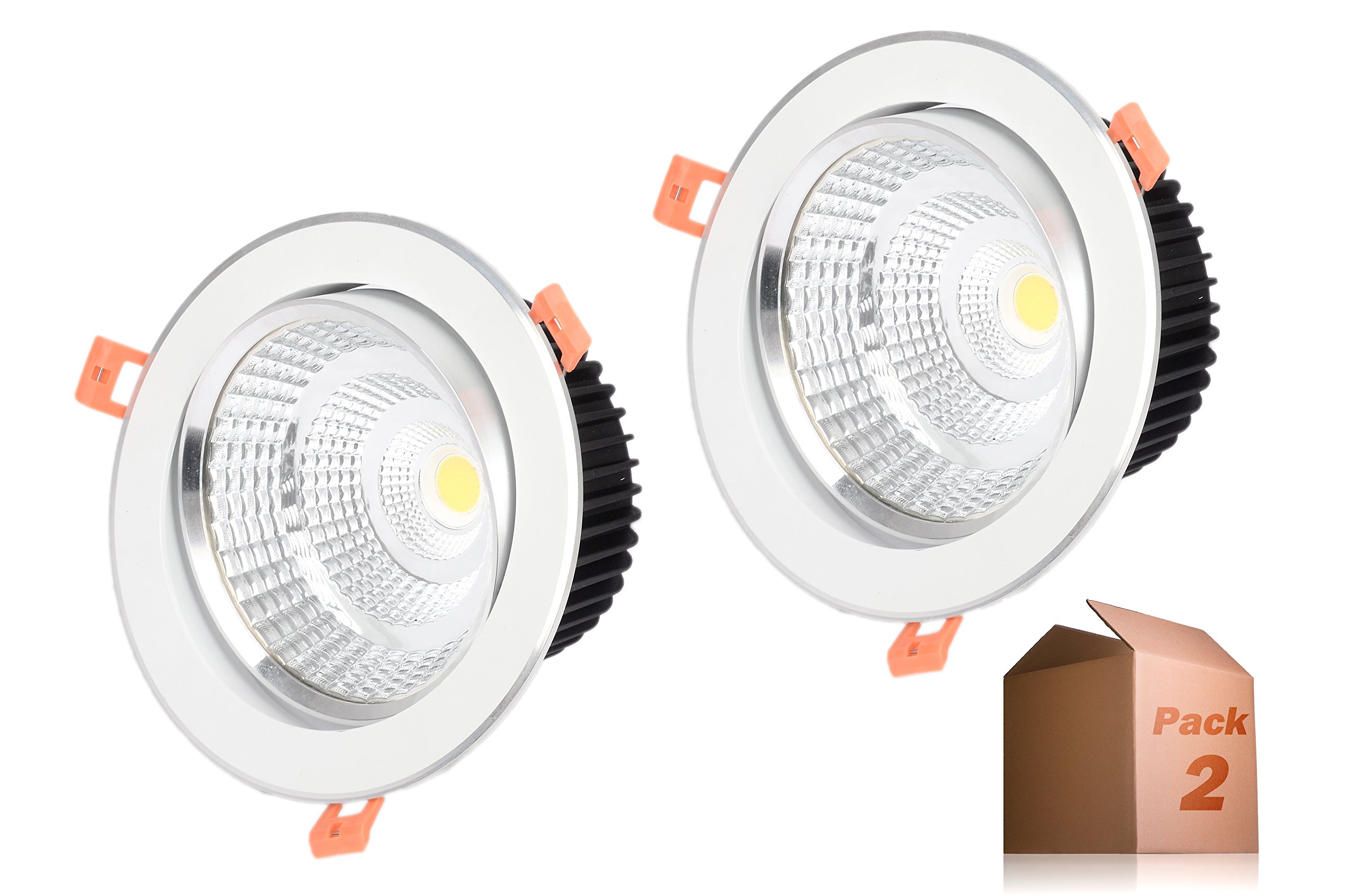 ONSSI® Foco Downlight LED 25W 2500lm,(Blanco Cálido,3000k) Redondo Ø160mm Empotrado Aro Blanco,Foco Led de Techo (Pack 2)