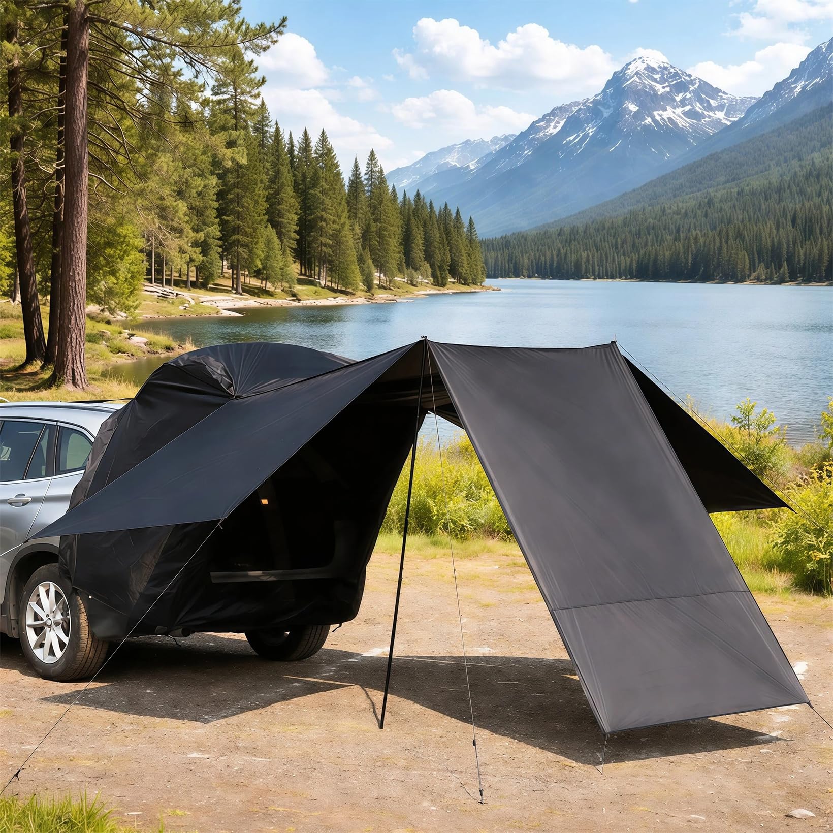 SUV Auto Heckzelt, Campingzelt für 3–5 Personen, Wasserdicht und UV-Schutz Markise, Heckklappenzelt mit Aufbewahrungstasche für Reisen, Camping (150 * 130 * 115cm)