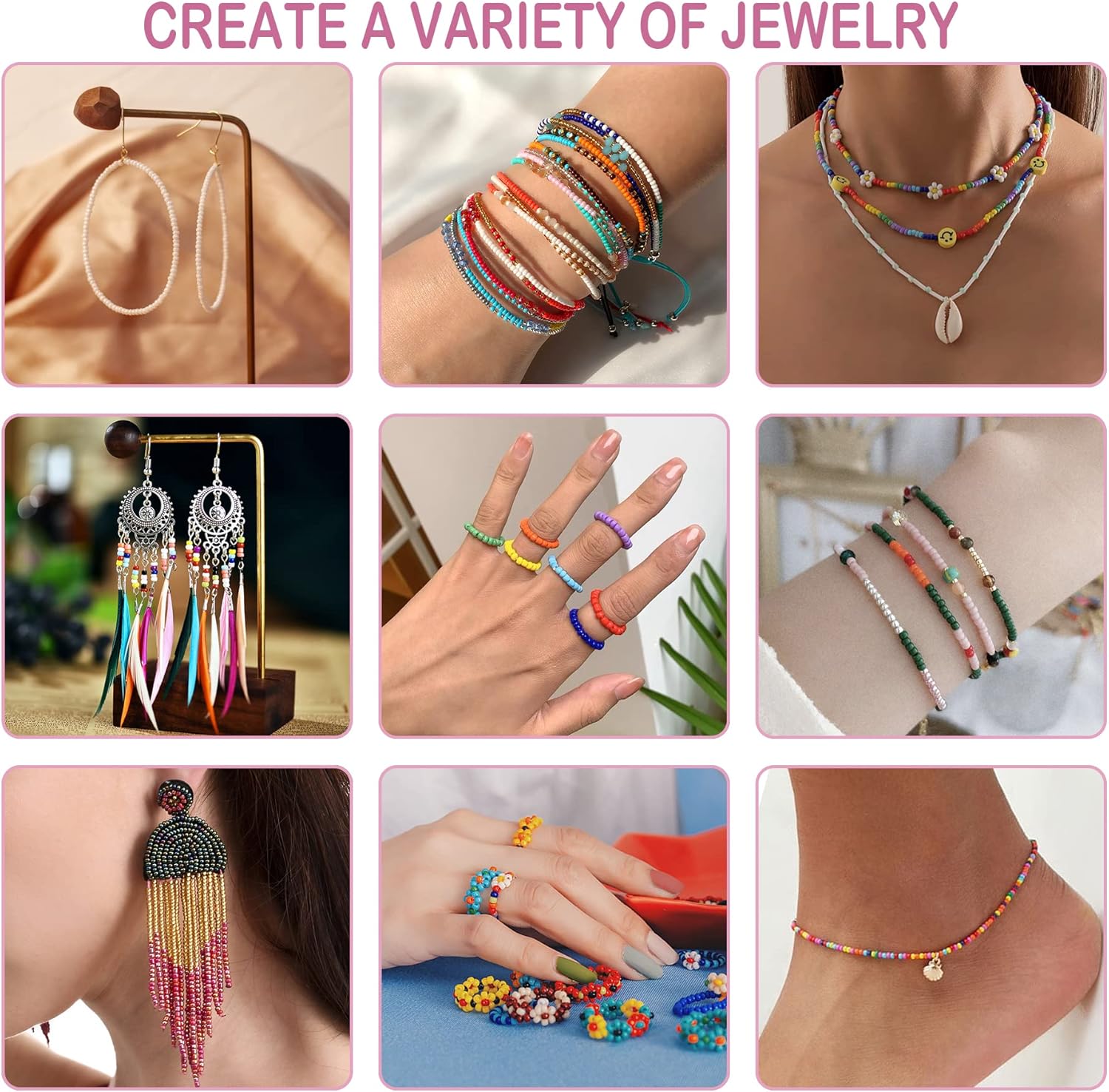 Size 12/0 Small Glass Seed Beads for Making Jewelry, 45000+pcs 72 Colors Assortments in Box, 2mm Seed Beads for Necklace Earring Bracelet Making - Image 4