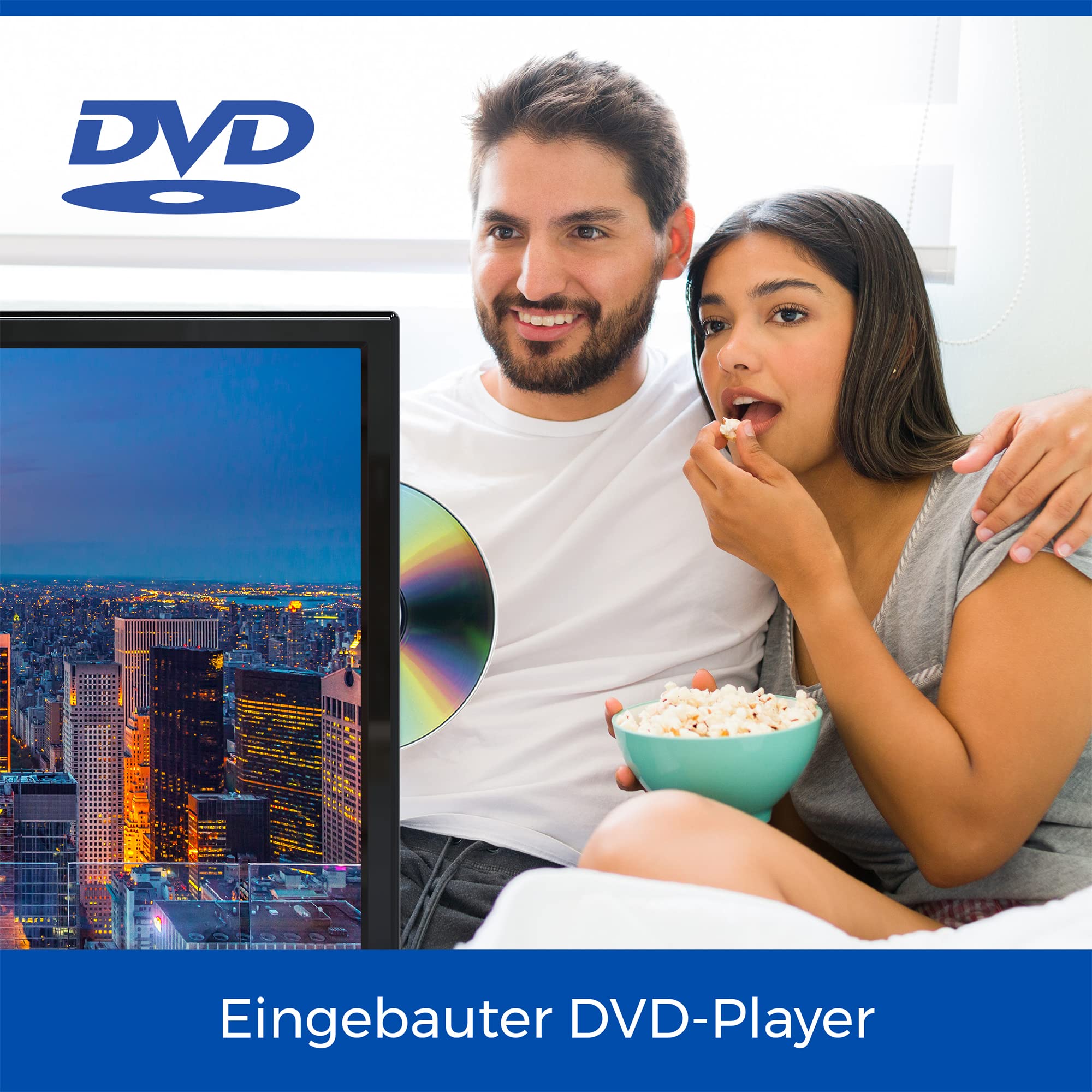 Cello C1624F-12V 16" Zoll Full HD LED TV Integrierter DVD-Player Triple Tuner DVB-T/T2-C-S/S2 HDMI USB 12V KFZ Camping Reise Adapter, Pitch Perfect Sound für EIN einzigartiges Klangerlebnis (2025)