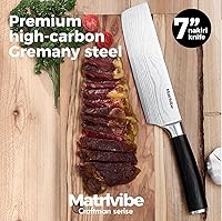 Vista 3 de Cuchillo Nakiri - Cuchillo de verduras de 7" de corte preciso, cuchillo de cocina de acero de alto carbono, cuchillo de chef japonés multiusos