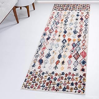 Rugs.com Morocco Collection Rug â€“ 6 Ft Runner Multi High-Pile Rug Perfect for Hallways, Entryways