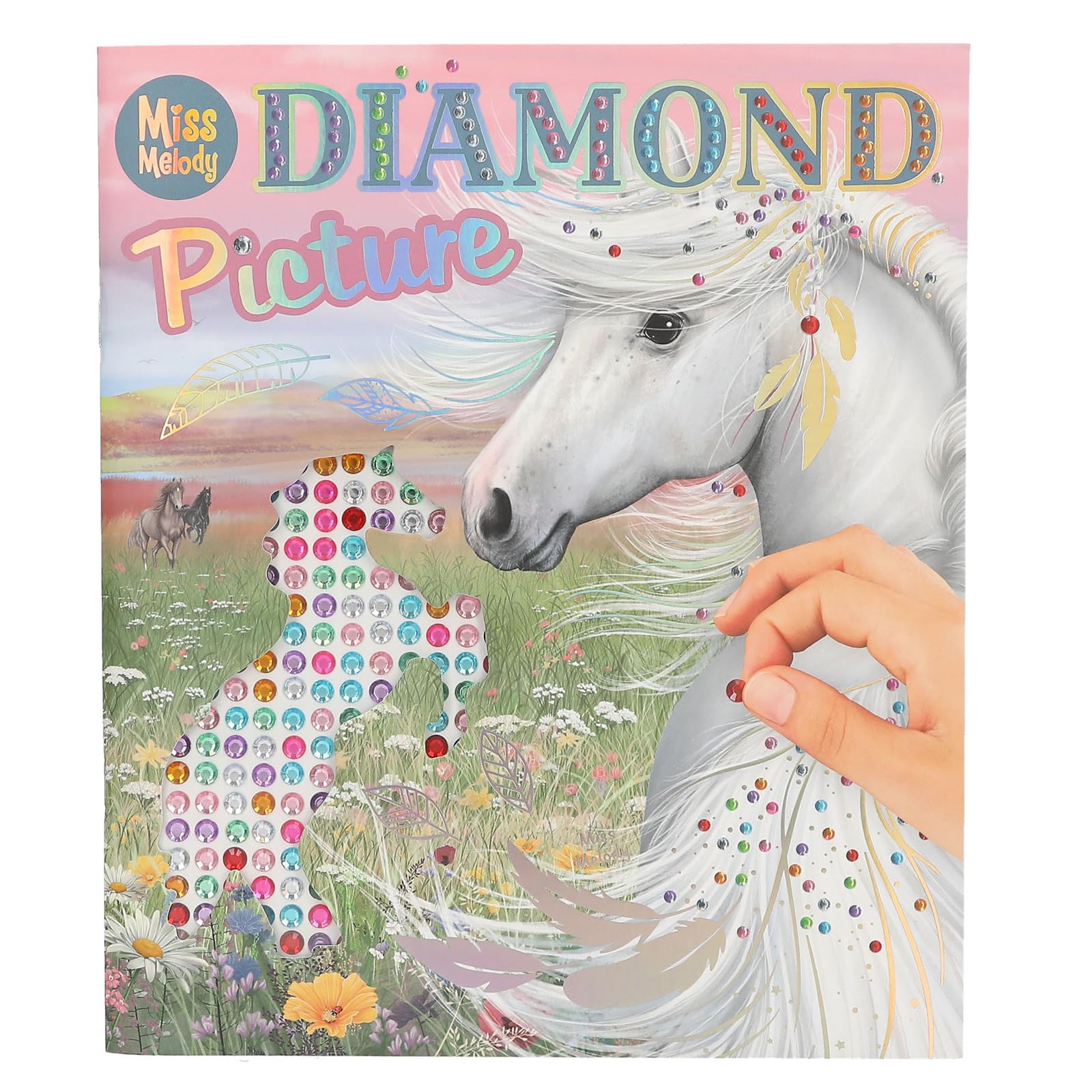 Depesche 13484 Sticker Book with 10 Pages Horse Motifs for Decorating, Includes Glittering Gems for Sticking