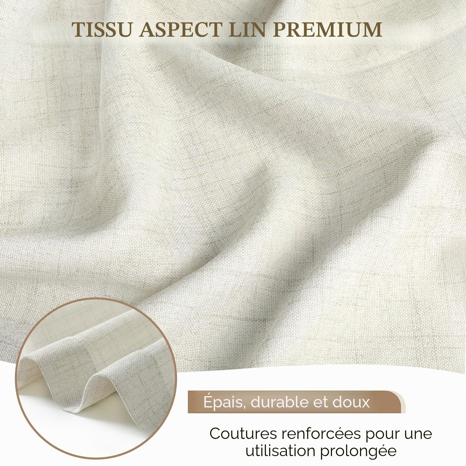Rideau Exterieur en Lin, Lot de 2 Rideaux D'extérieur Impermeable, Rideau Pergola Extérieur avec Oeillets en Haut, Rideau Occultant Exterieur Pour Terrasse Balcon Tonnelle Porte(132 x 215cm, Beige)