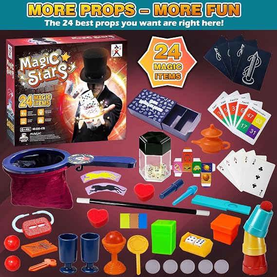 Magic Set - 24 in 1 Magic Tricks Kit for Kids Boys Girls Beginners