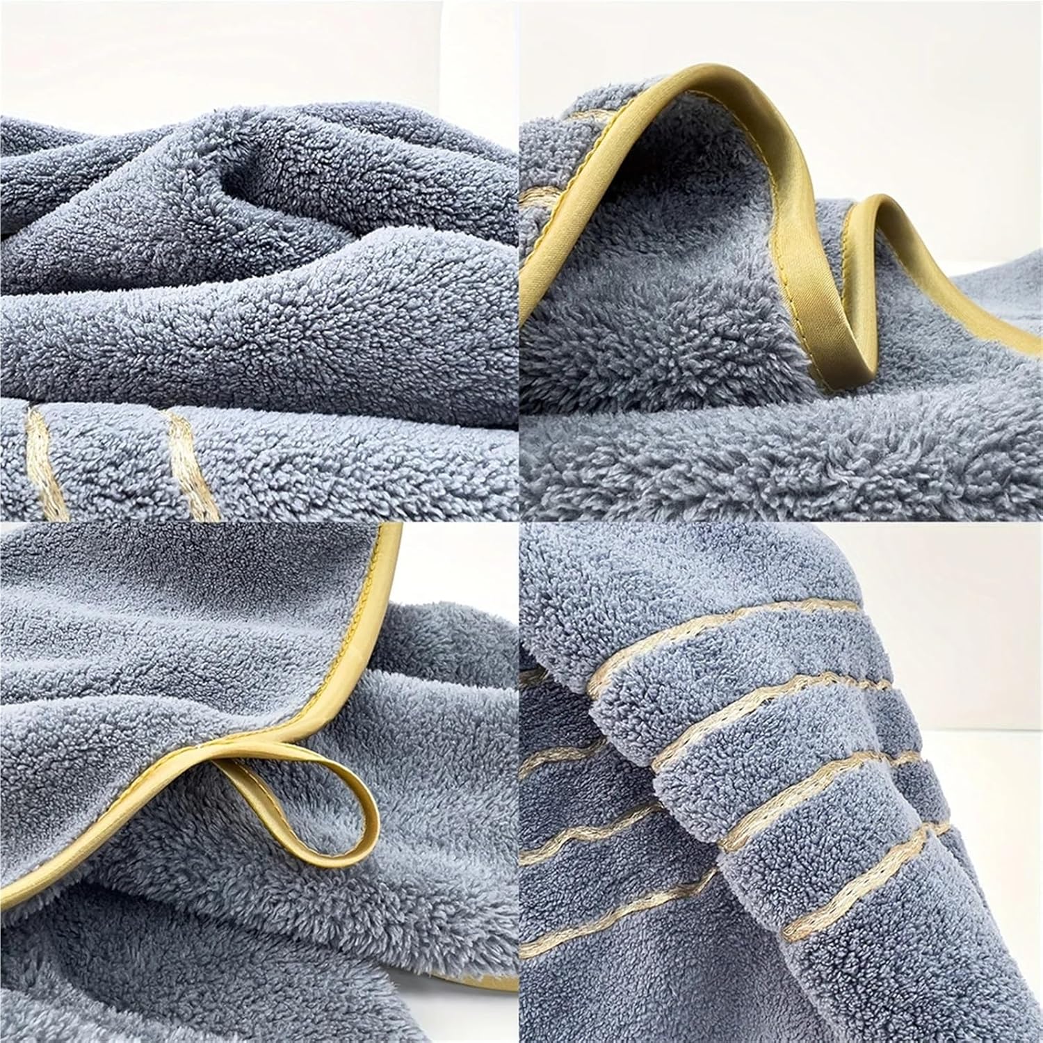 2/3/6/8 Pcs Bath Towel Set White & Gray with Golden Accents, Soft Absorbent Premium Towels for Home, Hotel & Bathroom(Drak Blue x3)