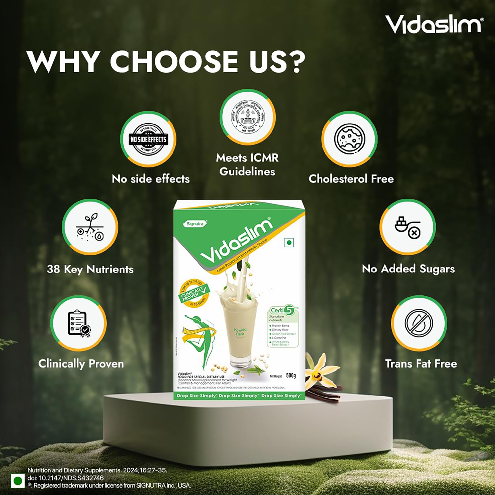 Vidaslim Vanilla Elixir 500g - Protein Powder For Men & Women Weight Control & Management | Clinically Proven Meal Replacement Protein Health Shake | No Added Sugars | 22.8g Protein Per Serve | Green Tea & White Kidney Bean Extracts | 3